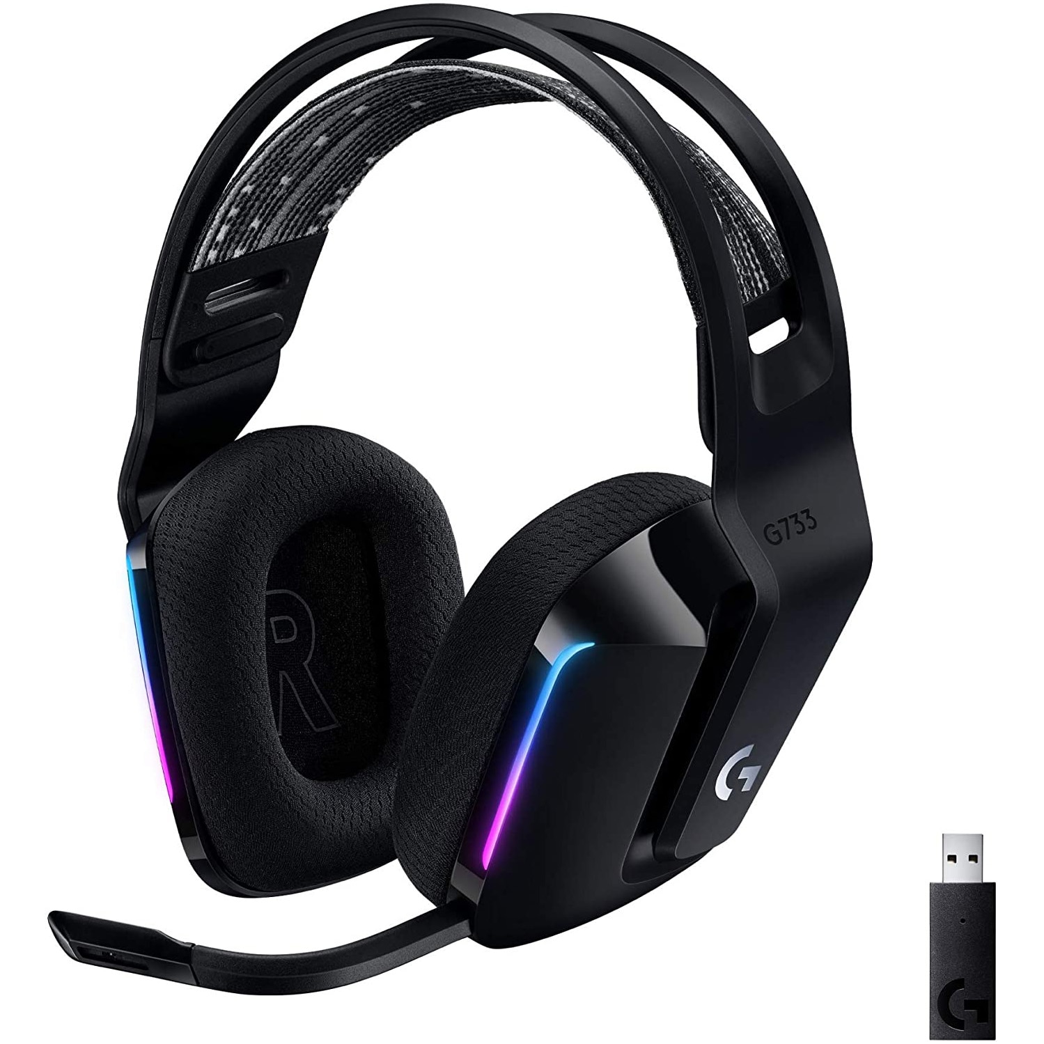 Casti gaming wireless Logitech G733, ultrausoare, Lightsync RGB, Negru