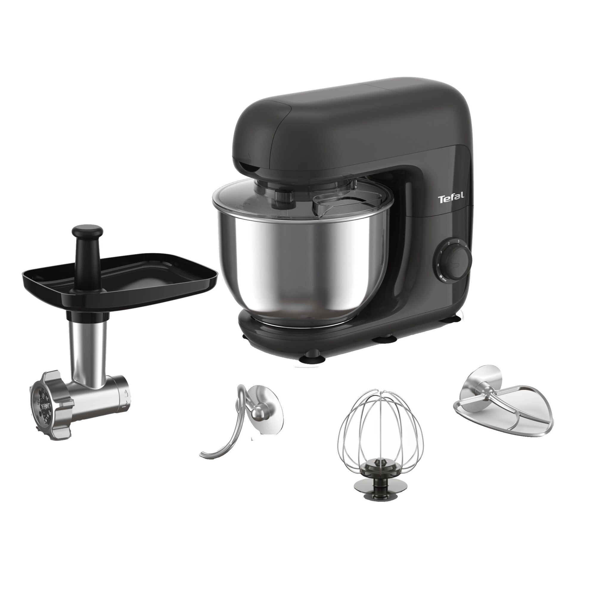 Tefal Bake Essential QB161H38 food processor, 800W, bowl capacity 4.8 L, 6 speed settings, 3 functions - whisk, attachment for incorporation, heavy dough hook, black