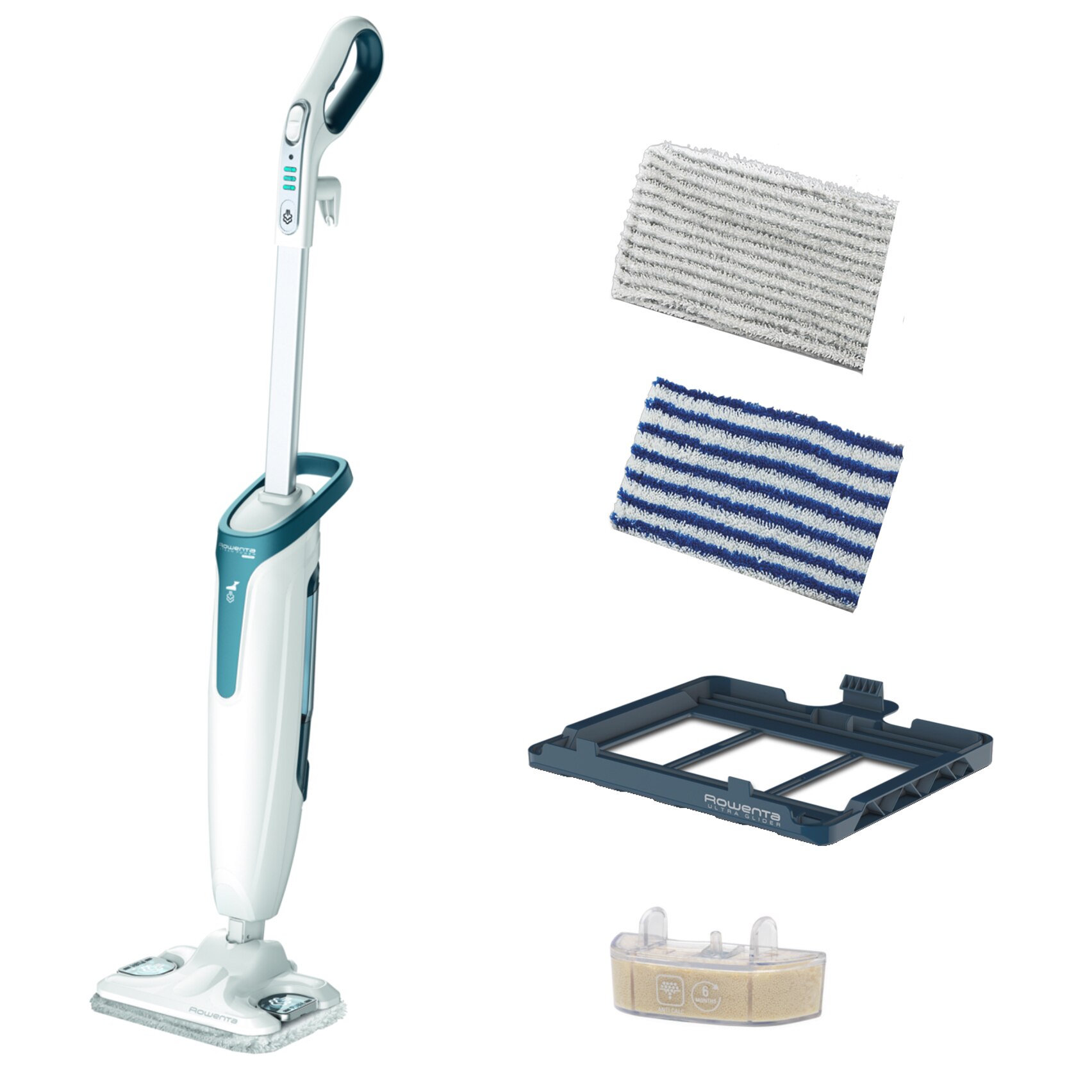 Rowenta RY6597WH Steam Power steam mop, 1200 W, 0.6 l, anti-limescale filter, 3 steam settings, white