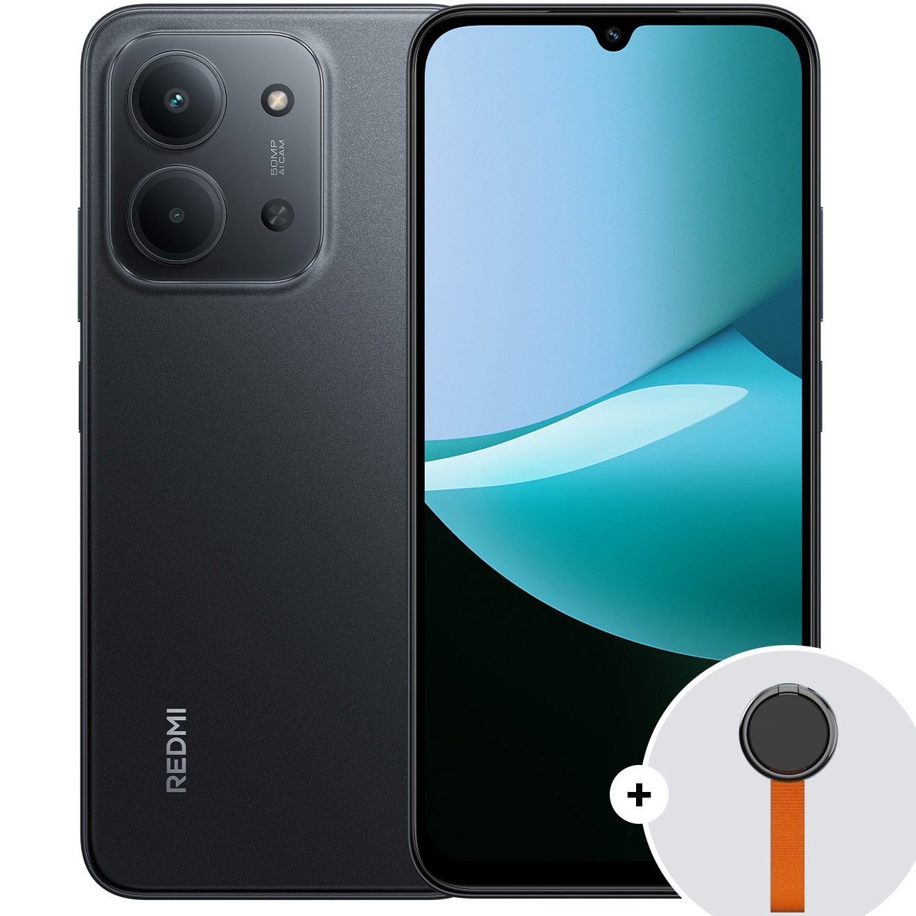 Xiaomi Redmi 15C Mobile Phone, 4GB RAM, 256GB, 4G, Midnight Black + Woven Strap Ring Stand