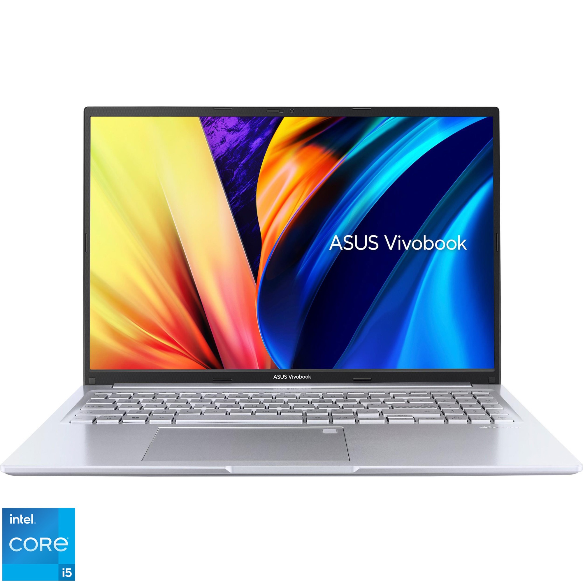 Laptop ASUS Vivobook 16 A1605VA cu procesor Intel® Core™ i5-13420H pana la 4.6GHz, 16'', WUXGA, IPS, 16GB DDR4 RAM, 512GB SSD, Intel® UHD Graphics, No OS, Cool Silver