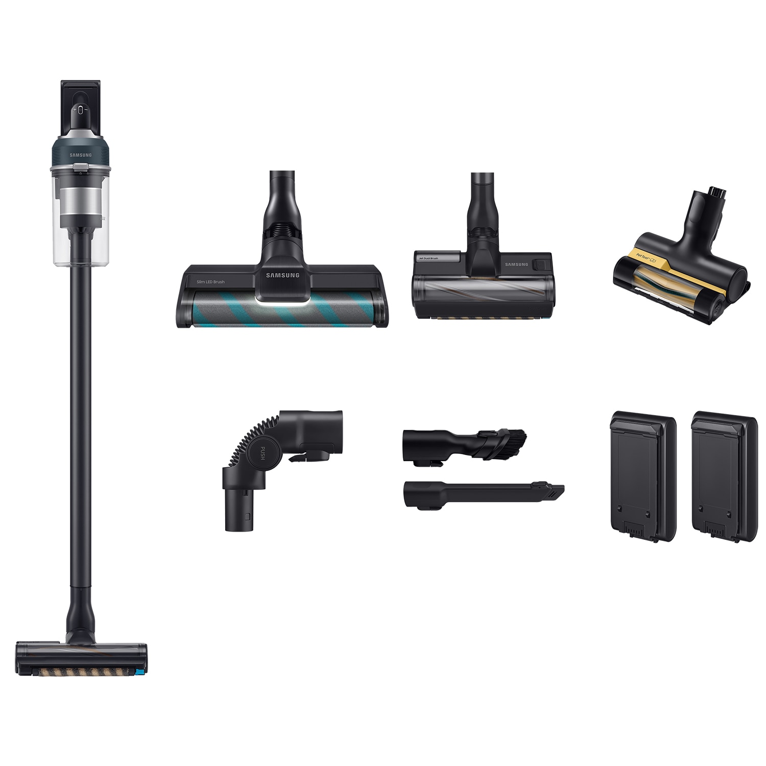 Samsung Jet 85 Complete Extra VS20C8534TBGE, 580W, Dual Jet &amp; Slim LED brushes, Pet brush, 120 min, Black Blue