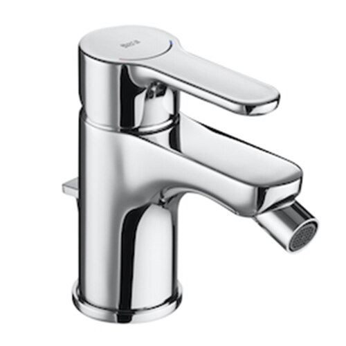 Baterie bideu Roca L20, monocomanda, cartus ceramic, furtunuri incluse, Crom