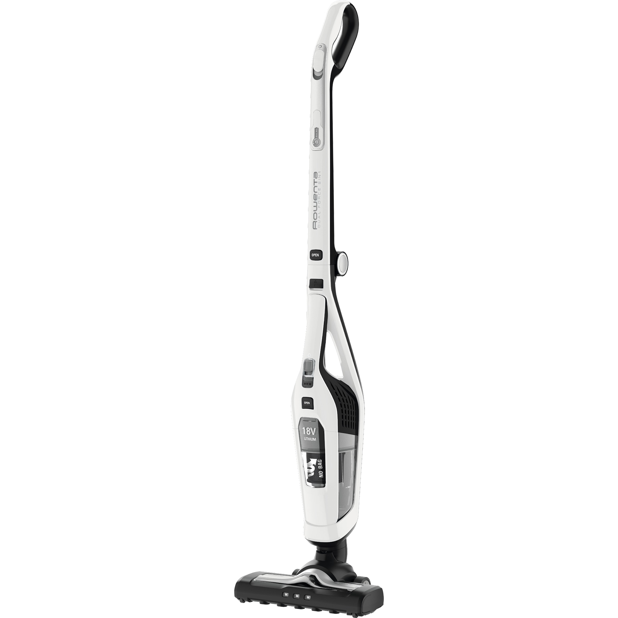 Rowenta RH6737WH 2in1 Dual Force vacuum, 100W, 18V, 45 min autonomy, 2 speeds, 0.6L, foldable, white