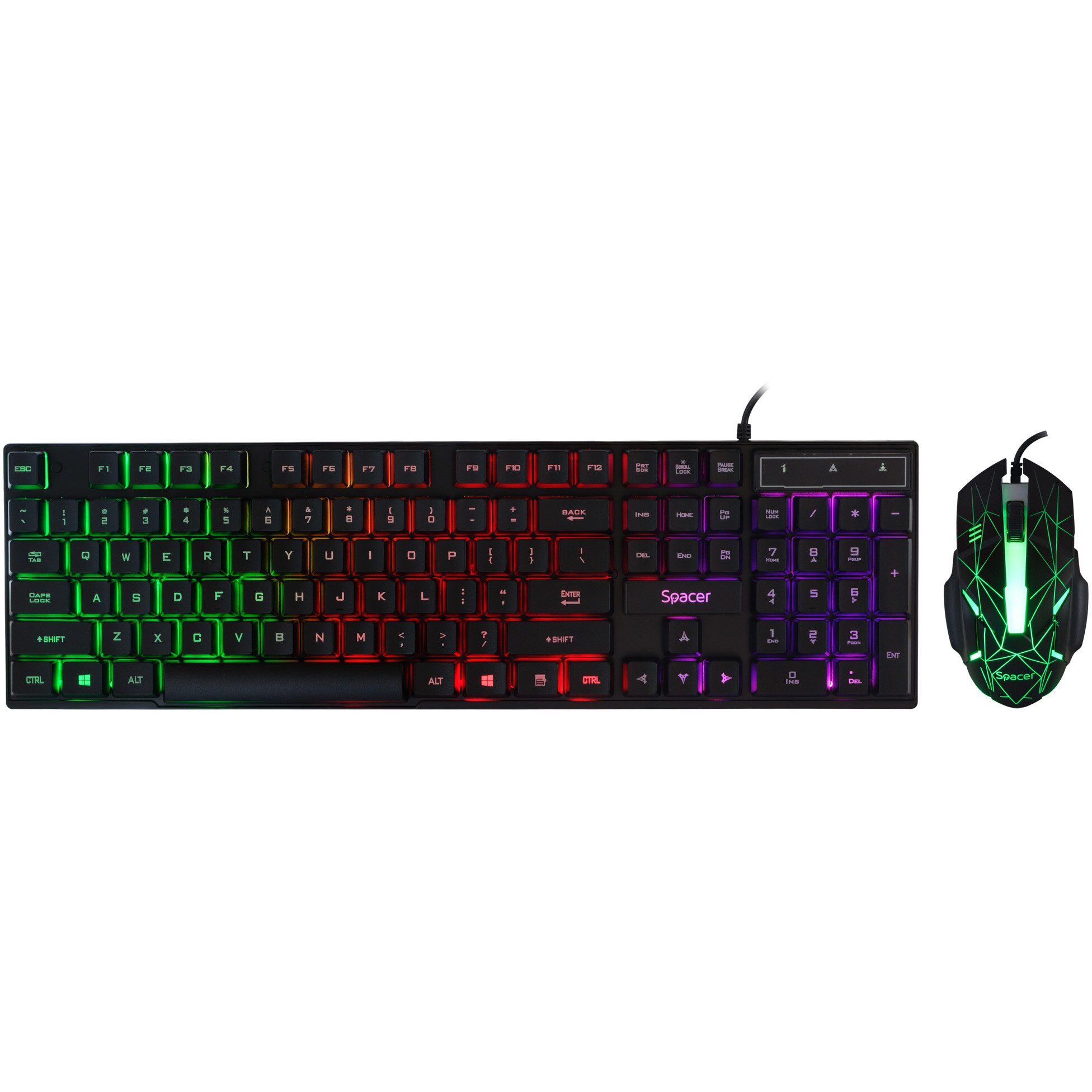 Kit gaming tastatura si mouse Spcer SP-GK-01, Iluminare RGB, Negru
