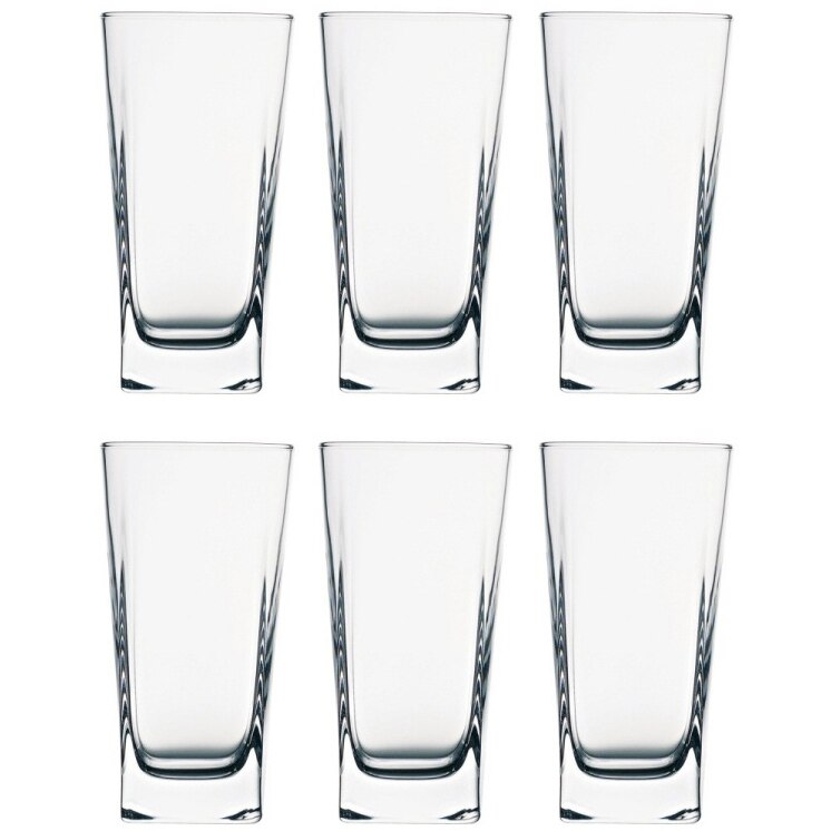 Set 6 pahare long drink Pasabahce Carre, 290ml