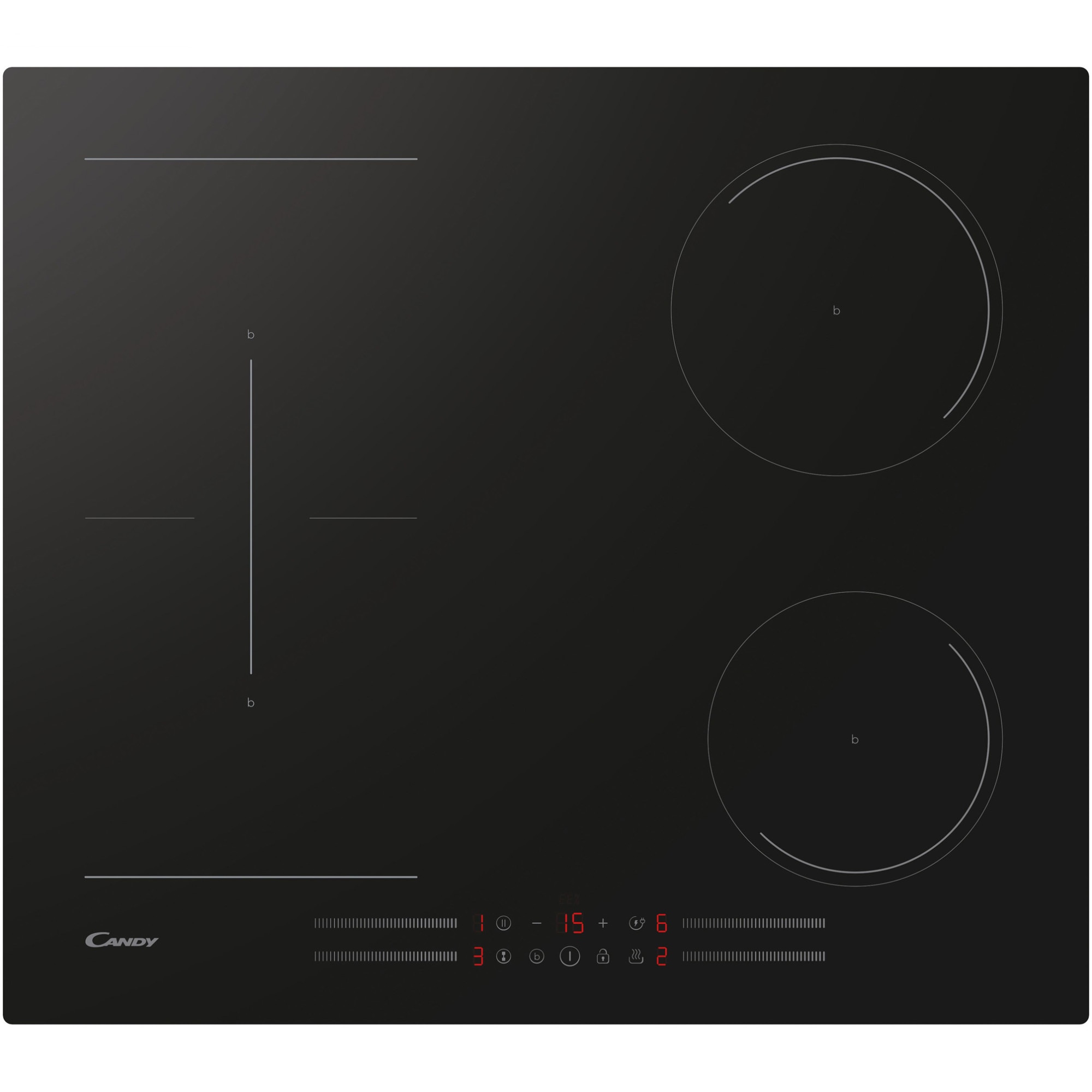 Plita incorporabila Candy CTP644MCBB, Inductie, 4 zone de gatit, Touch control, Booster, Link Power zone, 60 cm, Negru