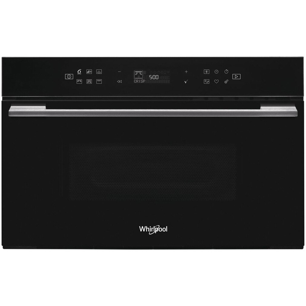 Cuptor cu microunde incorporabil Whirlpool W7 MD 440 NB, 31 l, Display LCD, 6 th sense, Sistem cu aburi, Negru