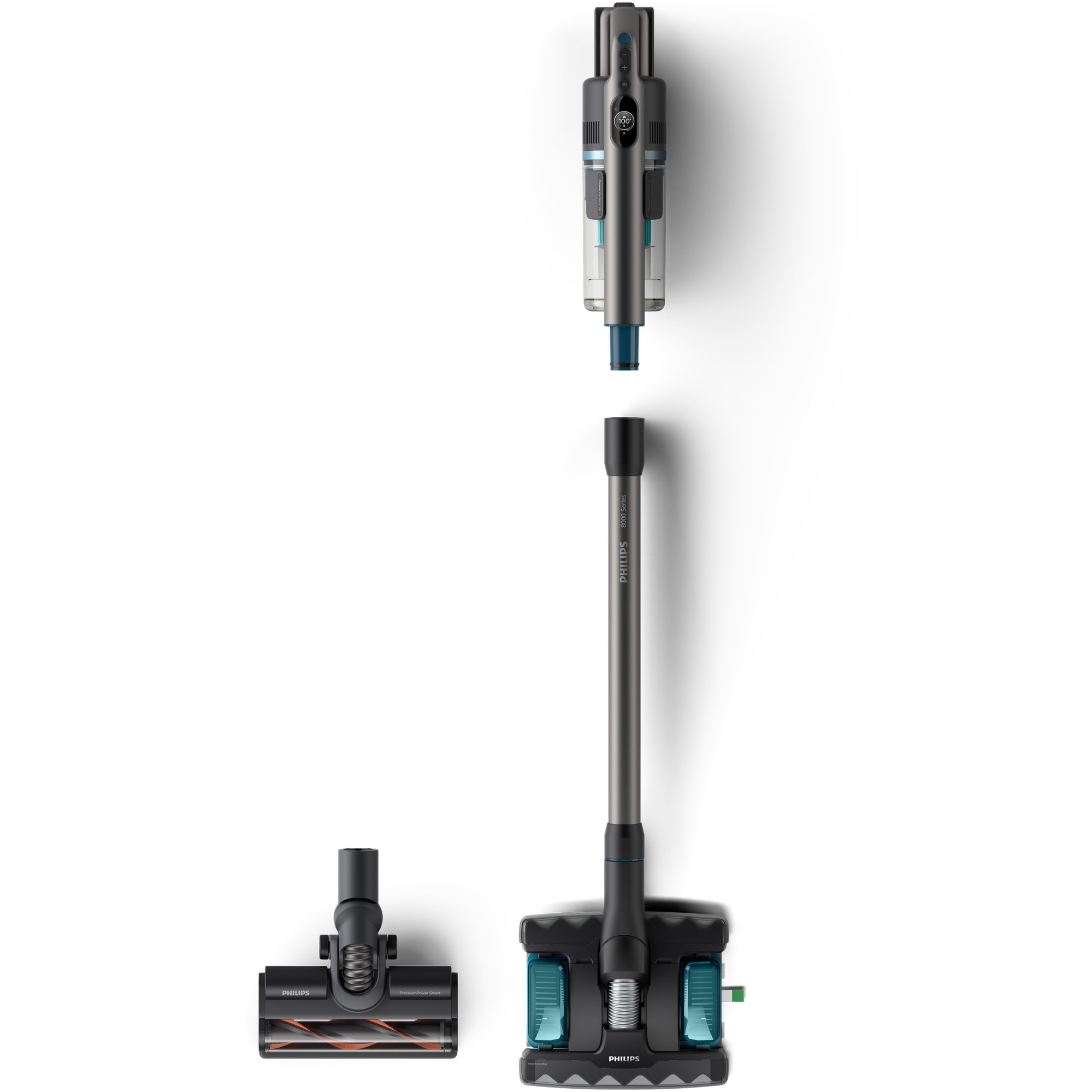 Philips vertical vacuum cleaner XC805501, Aqua Plus, 252V, operating time up to 80 min, PrecisionPower Smart suction nozzle, 5-stage filtration system, LED lights, digital display, 4 accessories