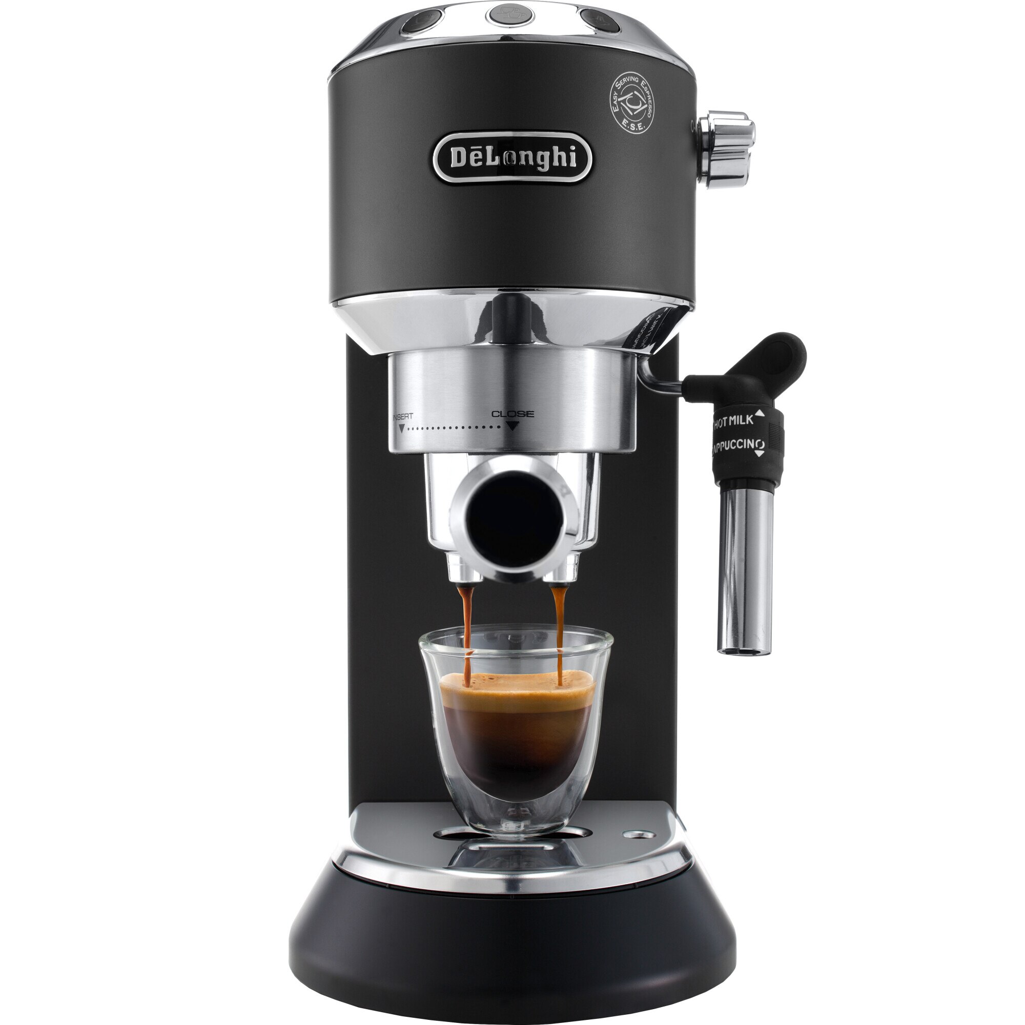 Espressor manual De’Longhi Dedica EC 685.BK, 1300 W, 15 bari, Negru