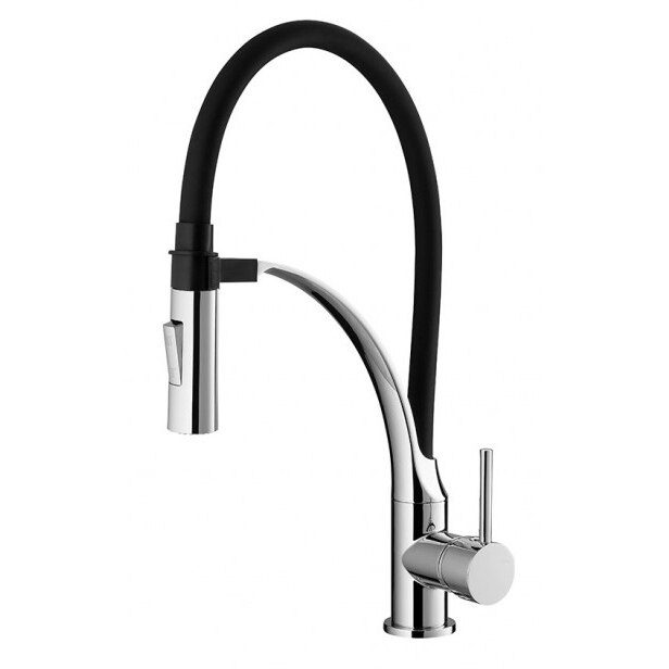 Baterie bucatarie Idrobric Seattle, pipa flexibila, cartus ceramic, racord inox, Crom lucios
