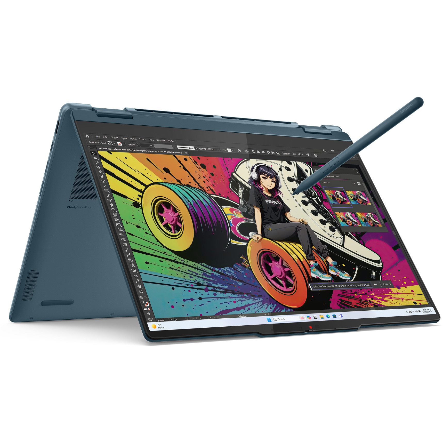 Lenovo Yoga 7 2-in-1 14AKP10 laptop with AMD Ryzen™ AI 7 350 processor up to 5.0GHz, 14" 2.8K, WQXGA+, OLED, 120Hz, Touch, 32GB LPDDR5x RAM, 1TB SSD, AMD Radeon™ 860M Graphics, Windows 11 Pro, Tidal Teal, 3y on-site Premium Care