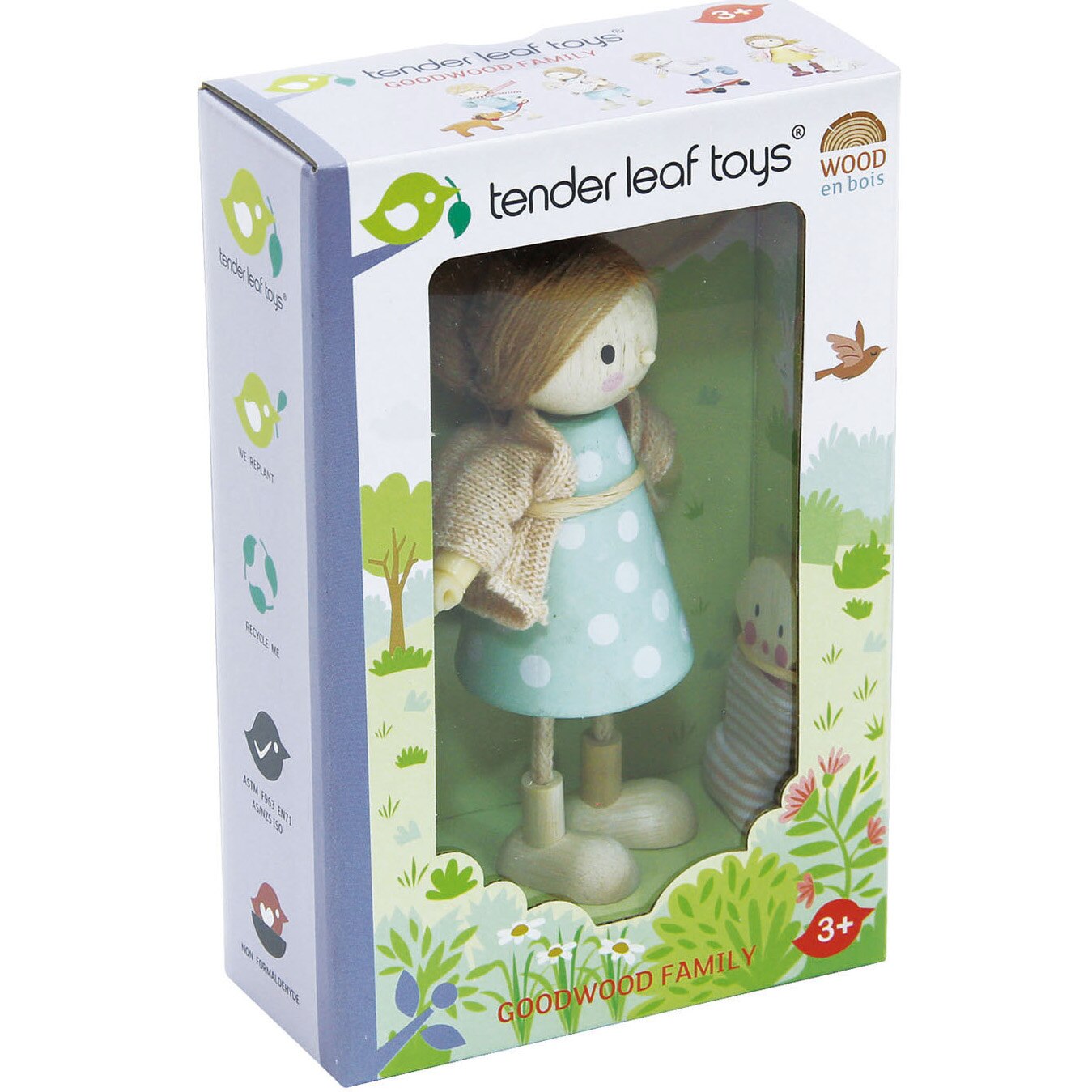 Set figurine din lemn Tender Leaf Toys - Doamna Goodwood si bebelusul, 12 cm
