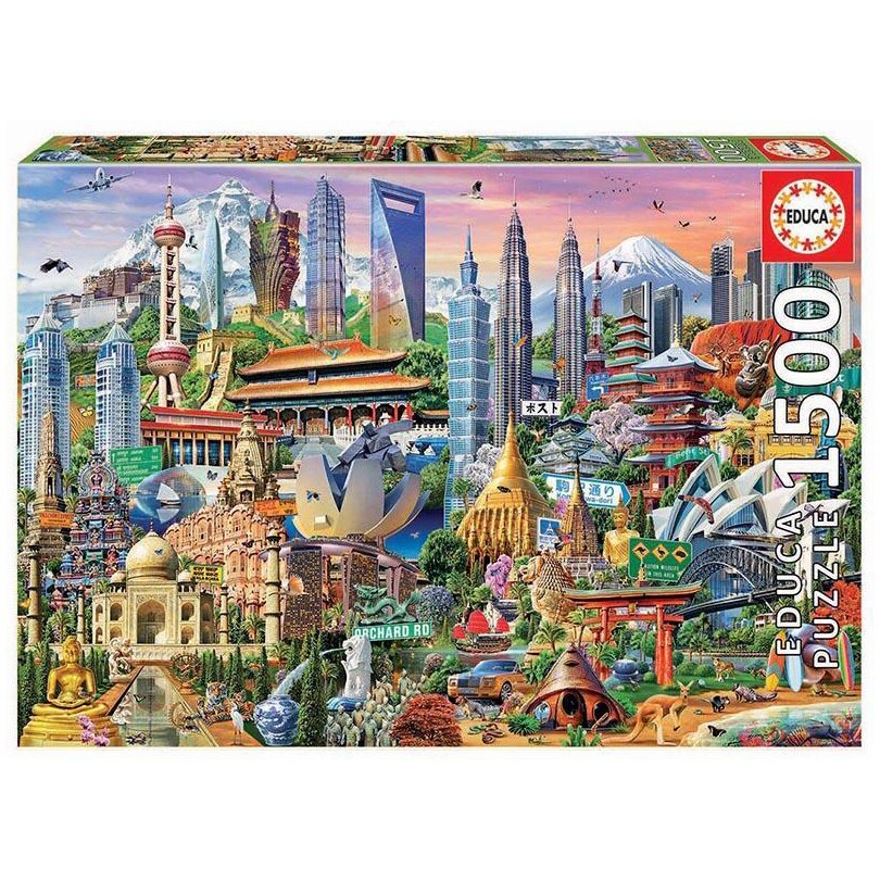 Puzzle Educa - Asia landmarks, 1500 piese