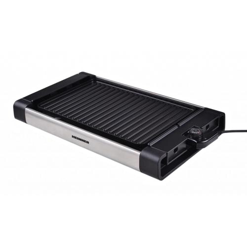 Heinner HEG-F1800 electric grill, 1800 W, removable plate with non-stick coating, plate 41 x 26 cm, Black/Stainless Steel