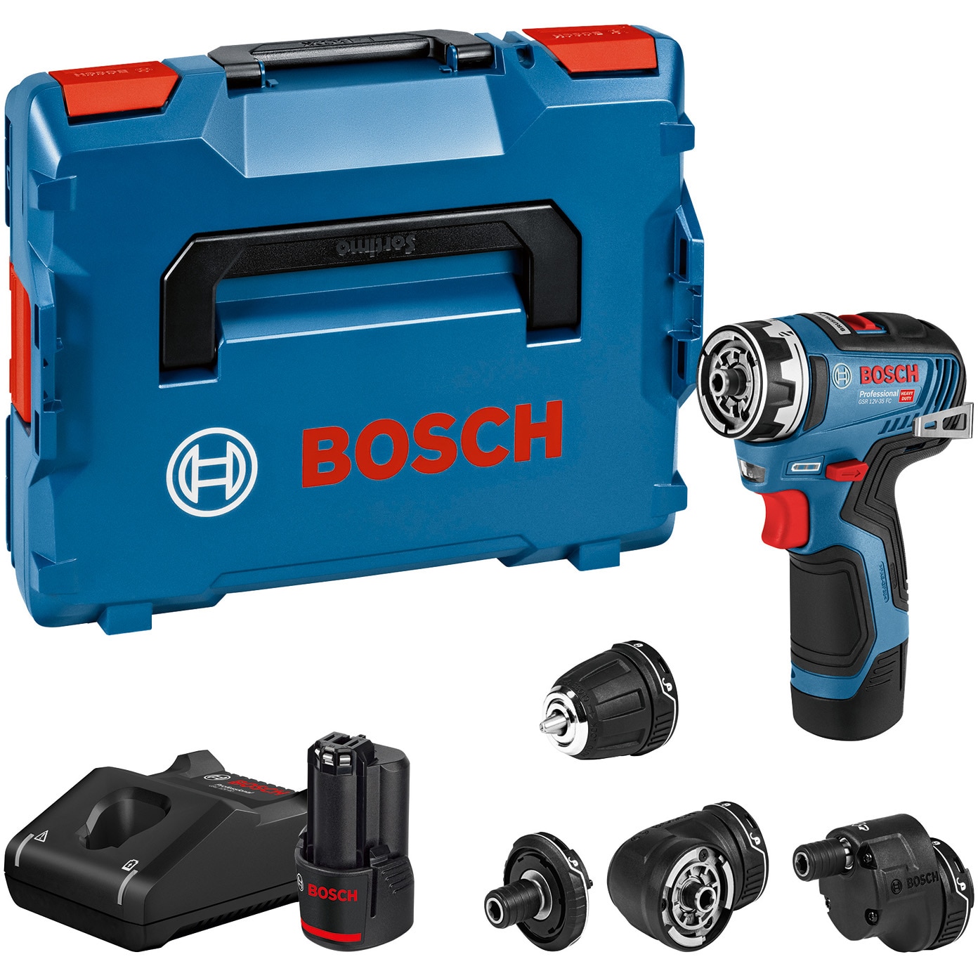 Bosch GSR 12V-35 FC bormasina, 12V, 20/35Nm, 1750RPM, 2 acumulatori, incarcator, L-Boxx, adaptoare