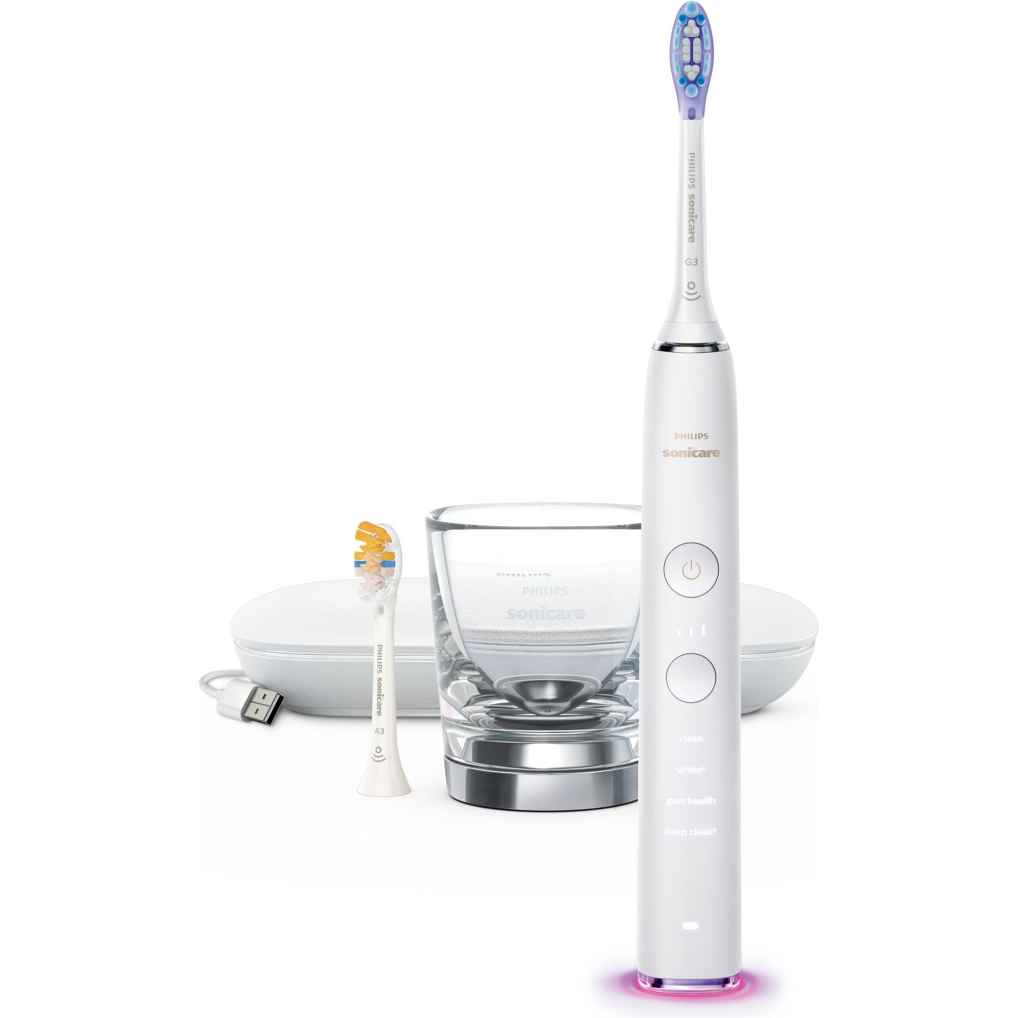 Philips Sonicare DiamondClean Smart 9400 HX9917/88 toothbrush, 62000 movements/min, 4 modes, 3 intensities, sensor, BrushSync, 2 bases, 2 heads, White