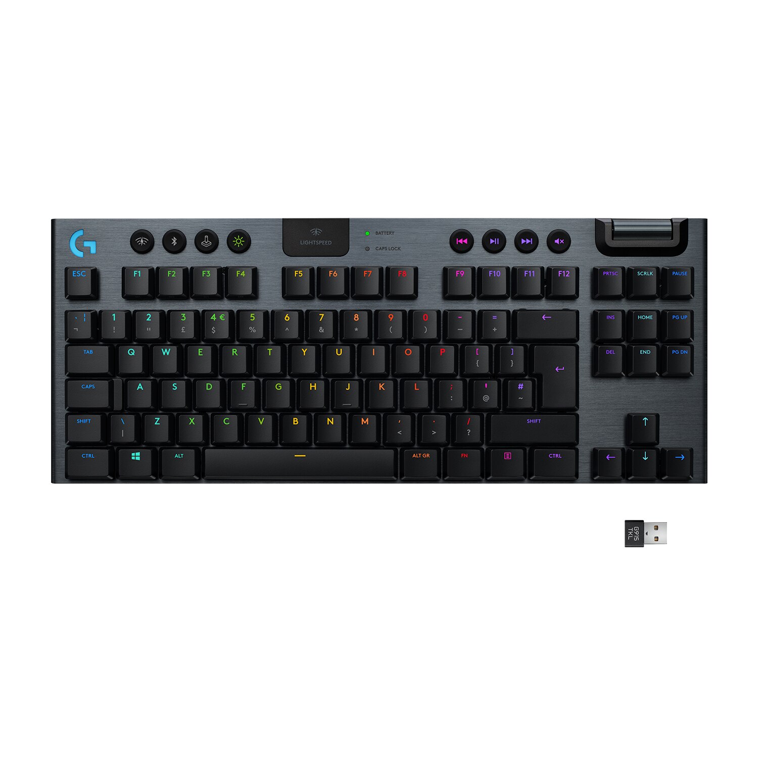 Mechanical gaming keyboard Logitech G915 TKL, Ultraslim, Lightspeed Wireless &amp; Bluetooth, Lightsync RGB, Tactile Switch, Carbon Black