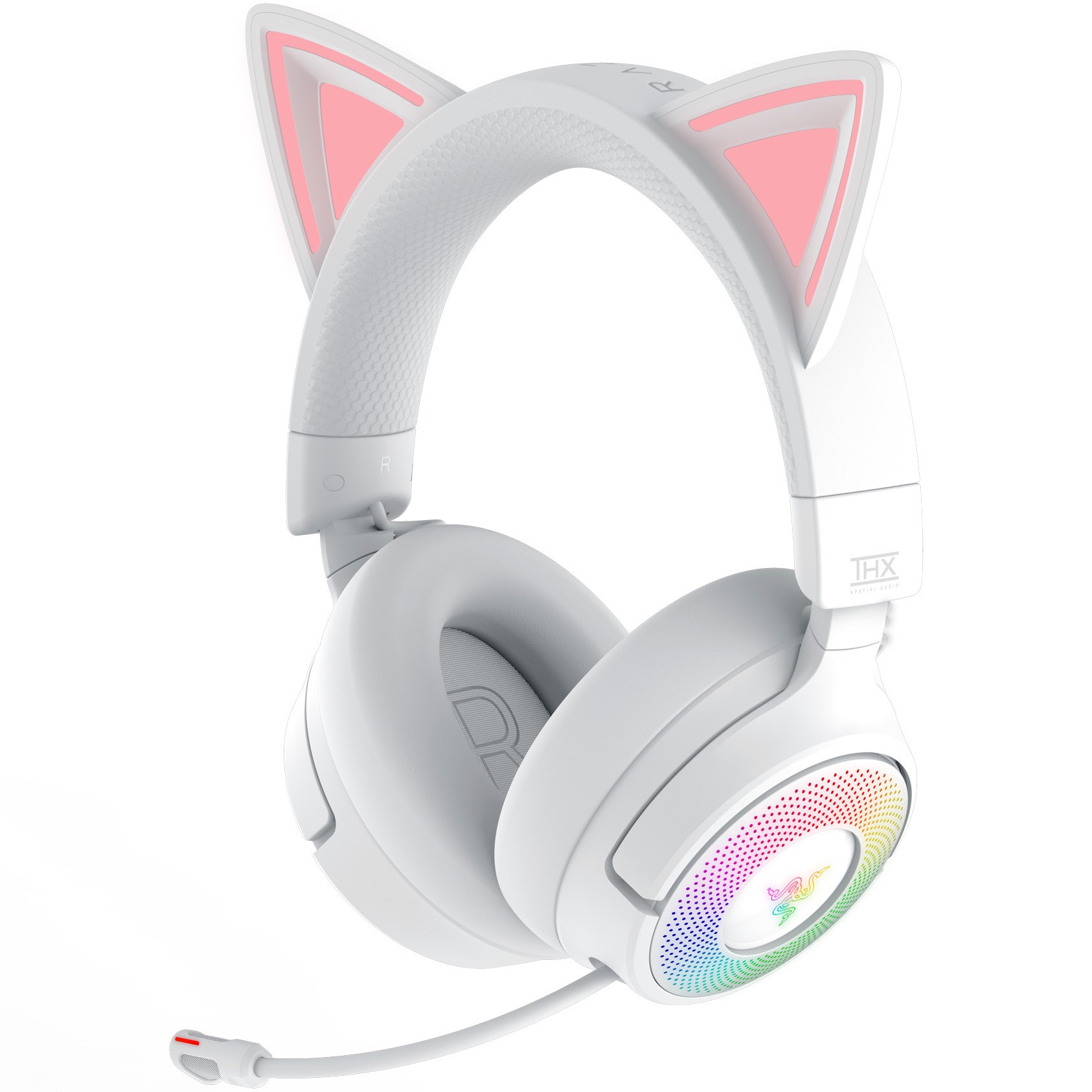 Razer Kraken Kitty V3 Pro wireless headset, THX Spatial Audio, RGB lighting, 20 Hz - 28 kHz frequency response, detachable unidirectional microphone, White