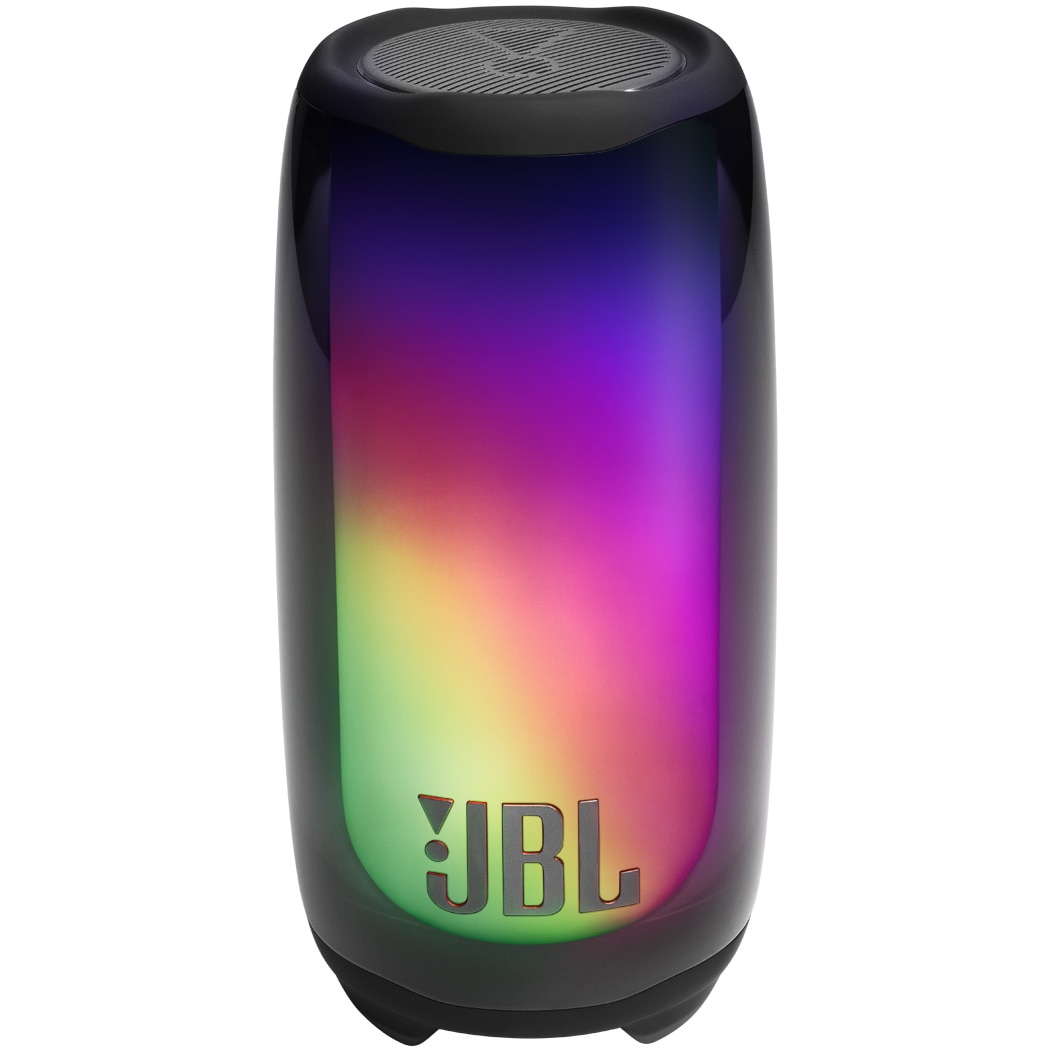 JBL Pulse 5 portable speaker, 360 degree lights, IP68 dust and water resistance, Bluetooth, Black