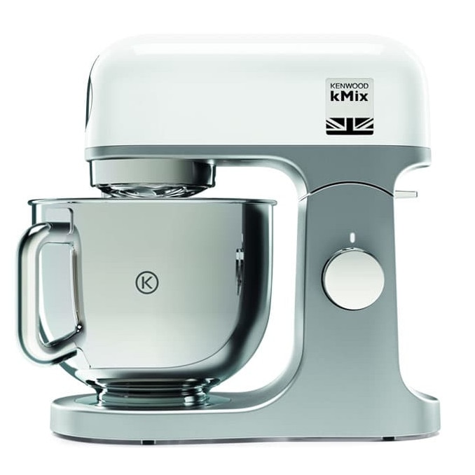 Robot de bucatarie Kenwood kMix KMX750AW, 0W20011424, 1000 W, vas inox 5 L, 6 trepte viteza, 3 accesorii patiserie, alb/argintiu