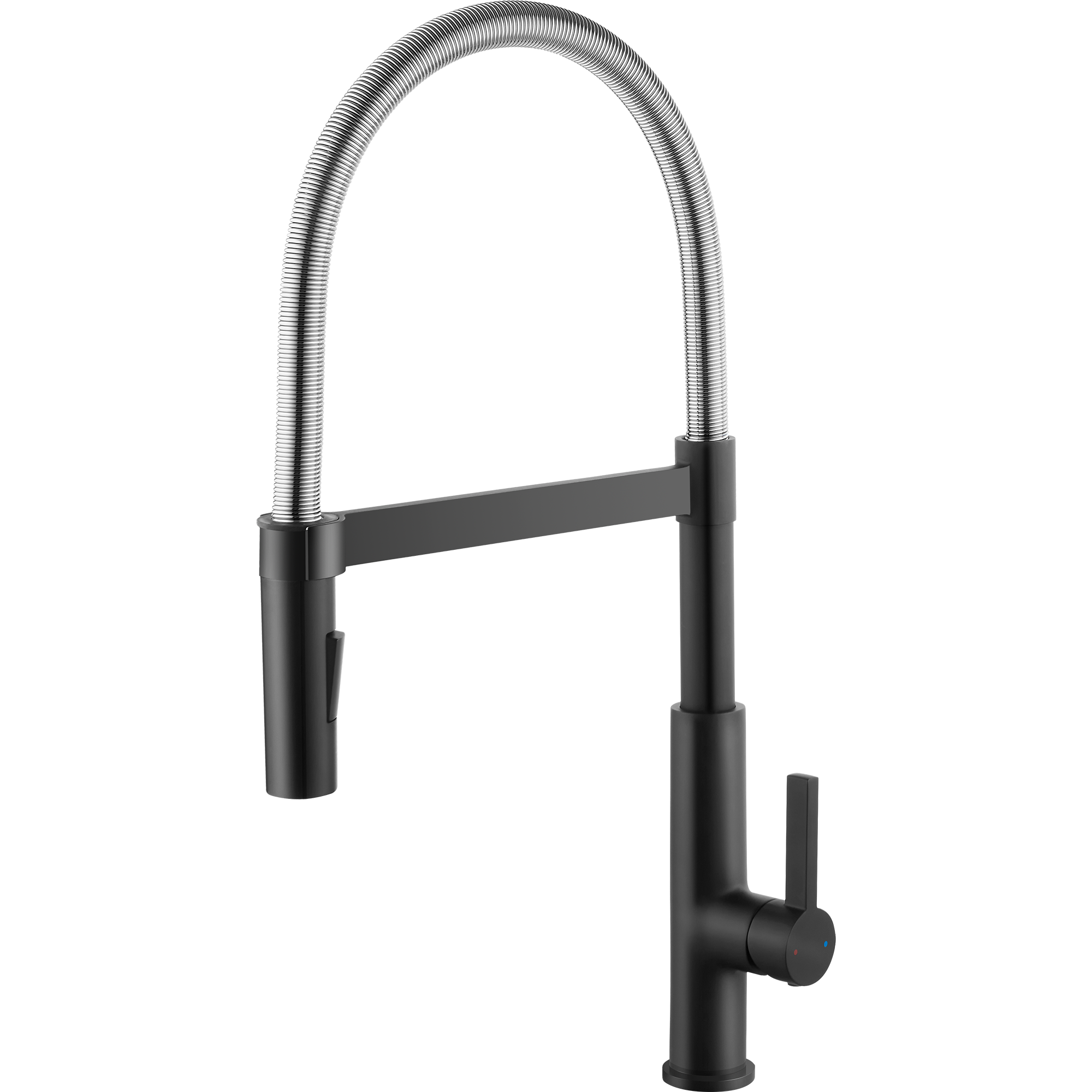 Baterie inalta pentru bucatarie IdroBric Austin, tip lebada, monocomanda, pipa flexibila/orientabila, cartus ceramic, Negru mat + Crom