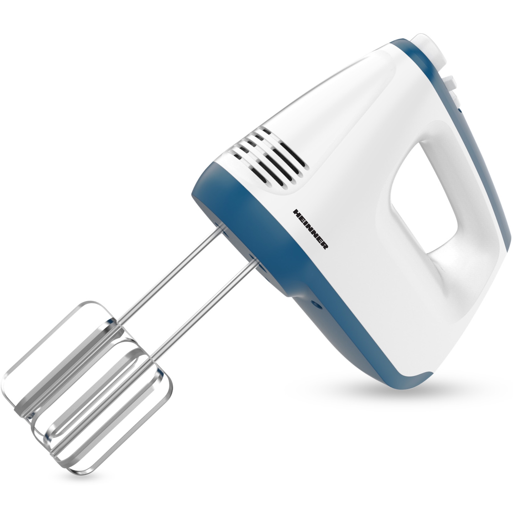 Mixer Heinner HM-400BL, 400 w, 2 teluri, 2 carlige, 6 viteze + turbo, self stand, alb/albastru