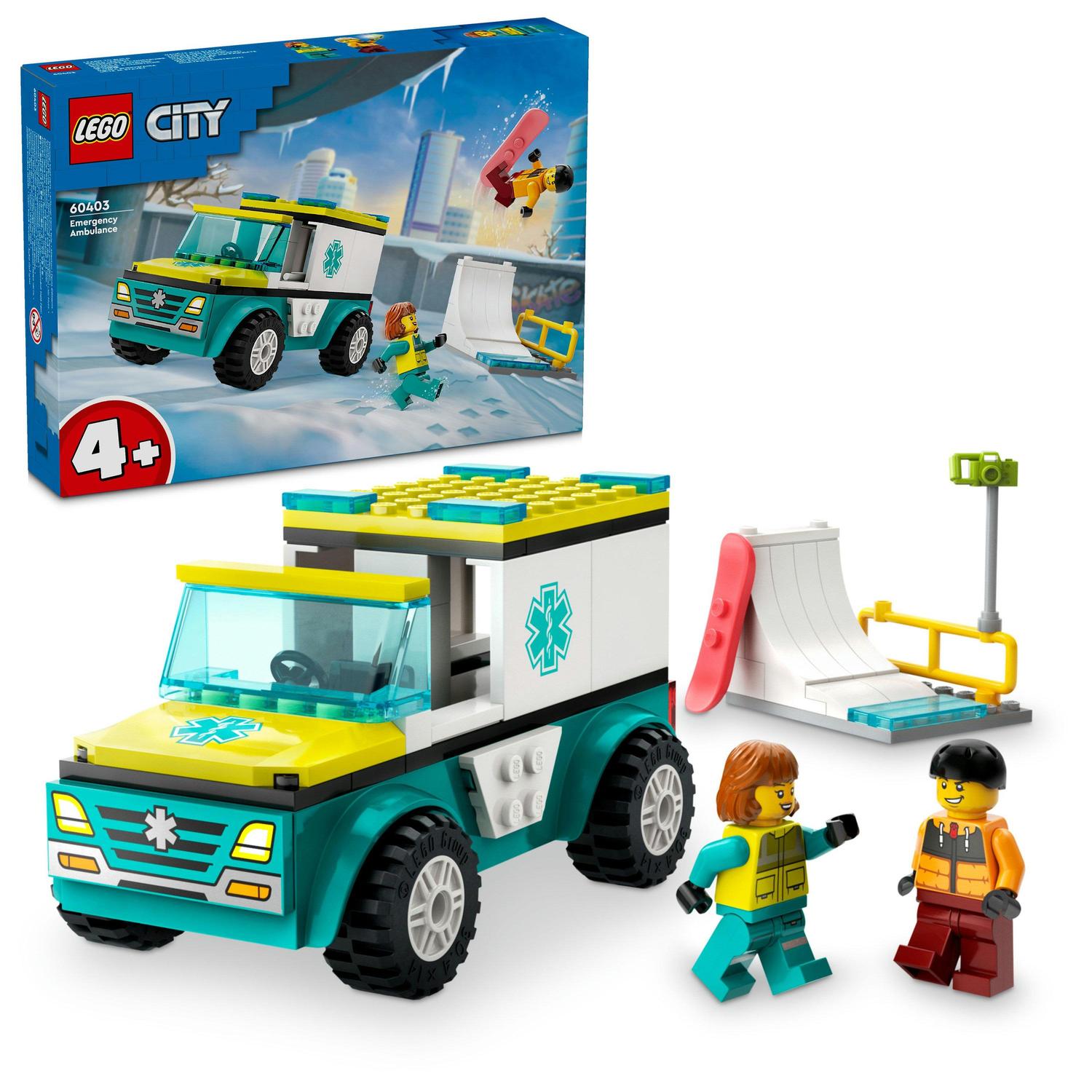 LEGO® City - Ambulanta de urgenta si practicant de snow-boarding 60403, 79 piese