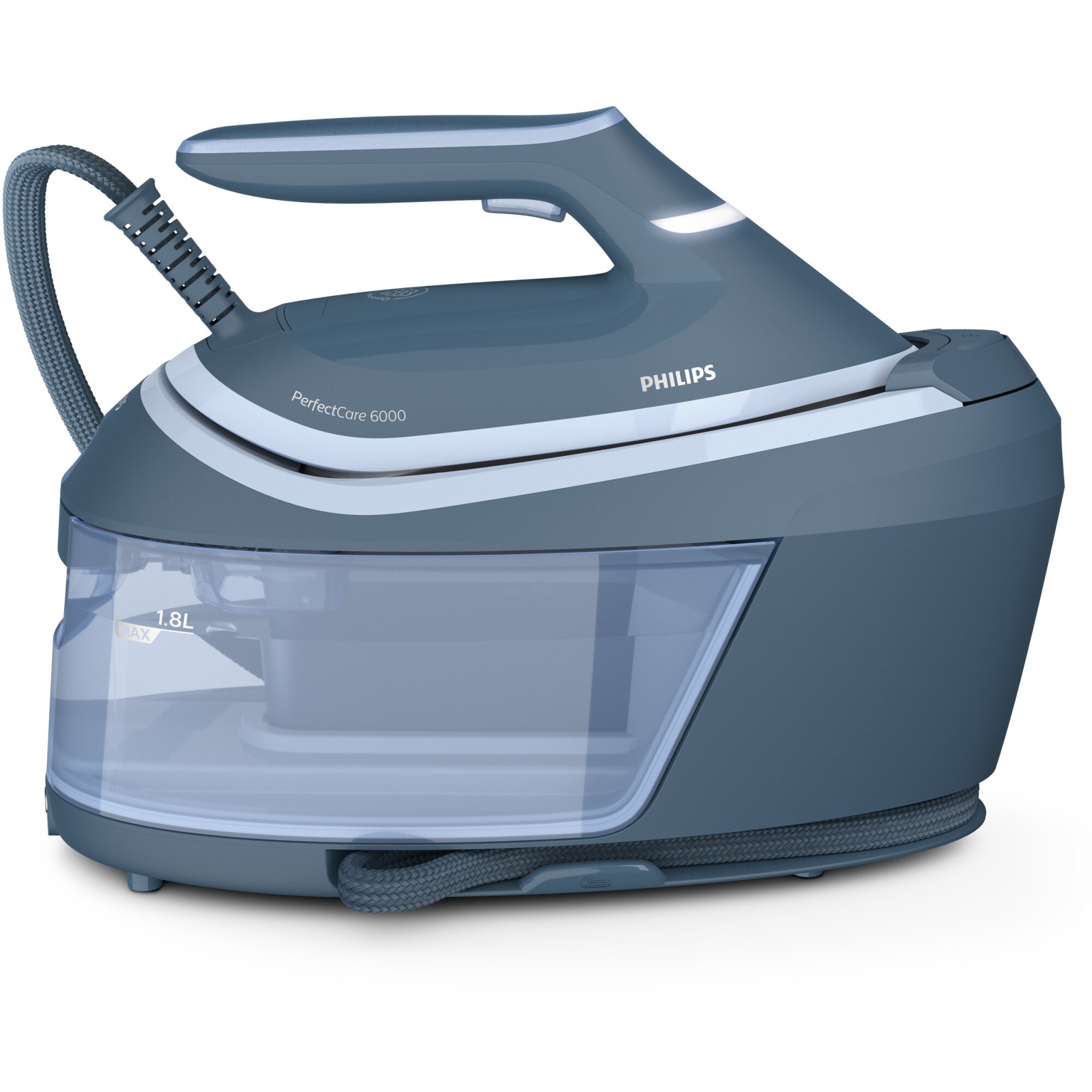Steam ironing station Philips PerfectCare 6000 PSG604220, 2400W, 8-bar, 550g steam, 1.8L tank, Blue