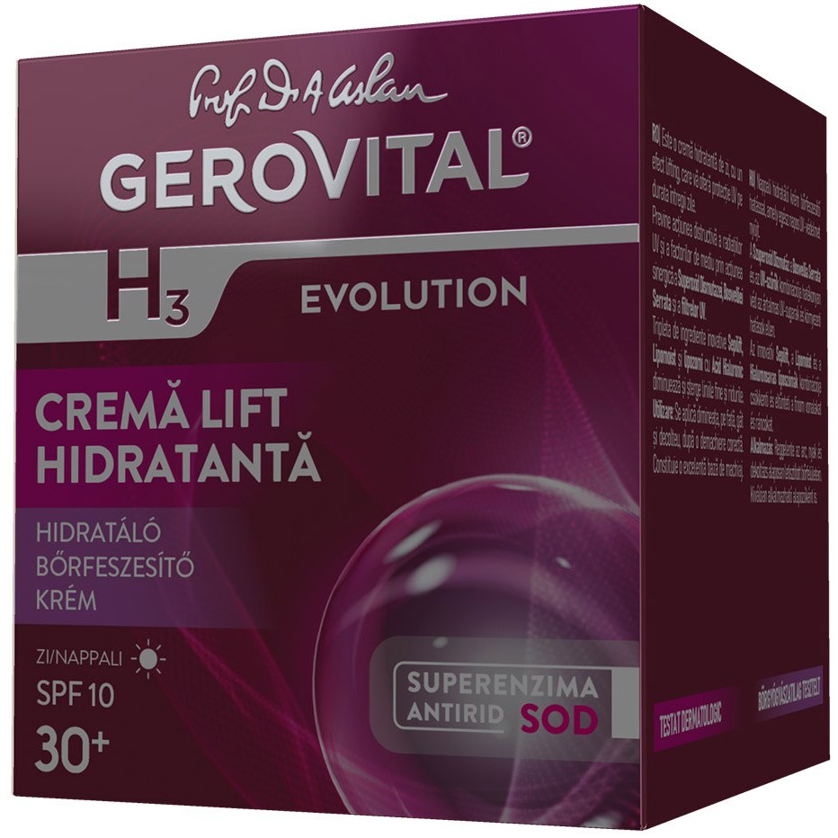 Gerovital H3 Evolution moisturizing lift cream, day with SPF10, 50 ml