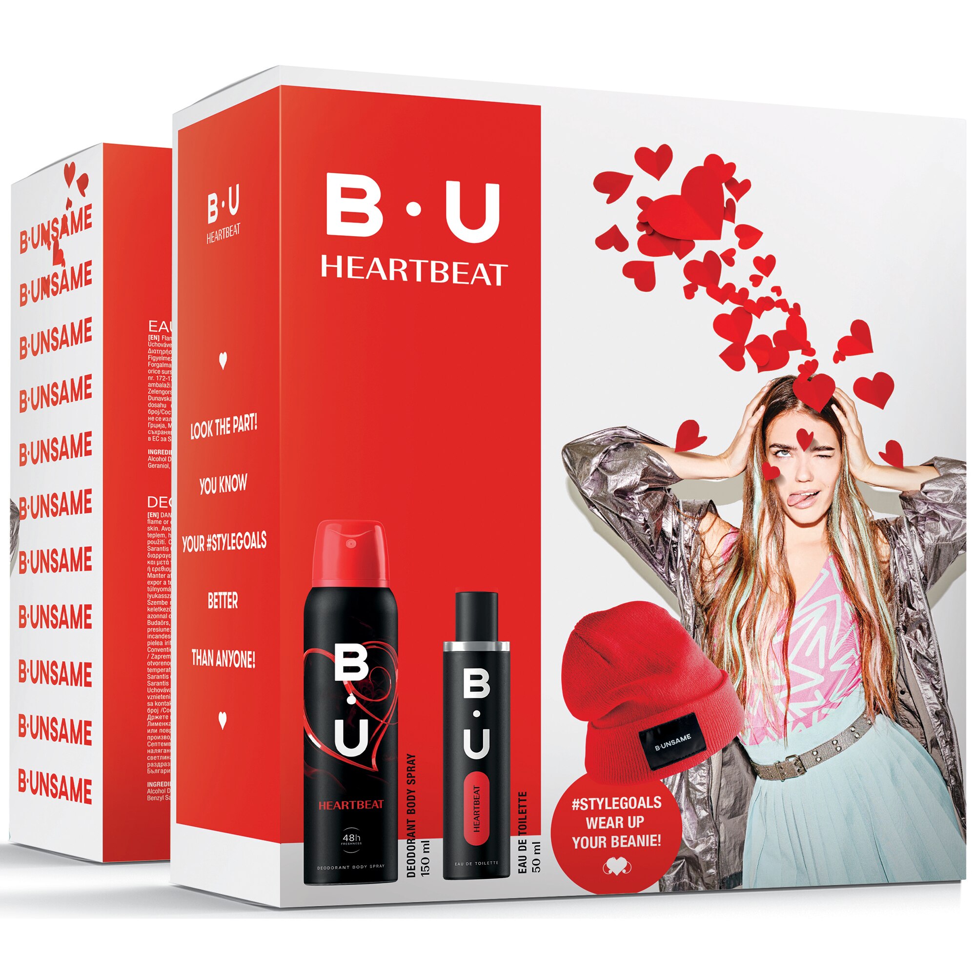BU Heartbeat Gift Set, Women: Eau de Toilette, 50 ml + Deodorant Body Spray, 150 ml + Gift Hat
