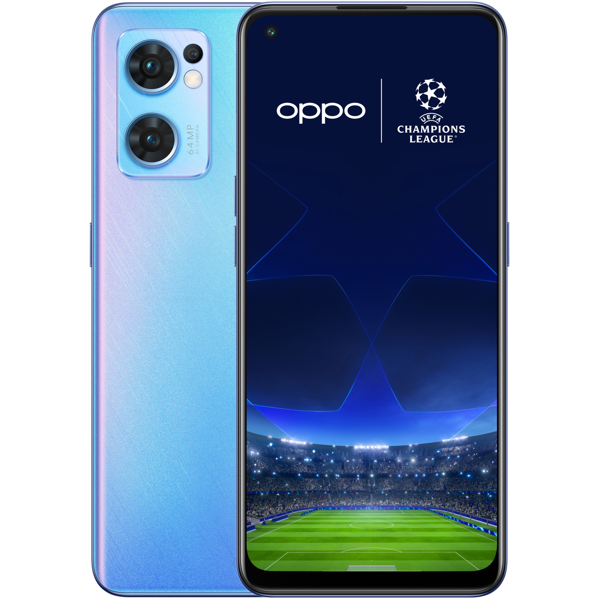 Pachet promo Telefon mobil OPPO Reno7, Dual SIM, 256GB, 8GB RAM, 5G, Startrails Blue + Bratara Fitness OPPO Band, Negru