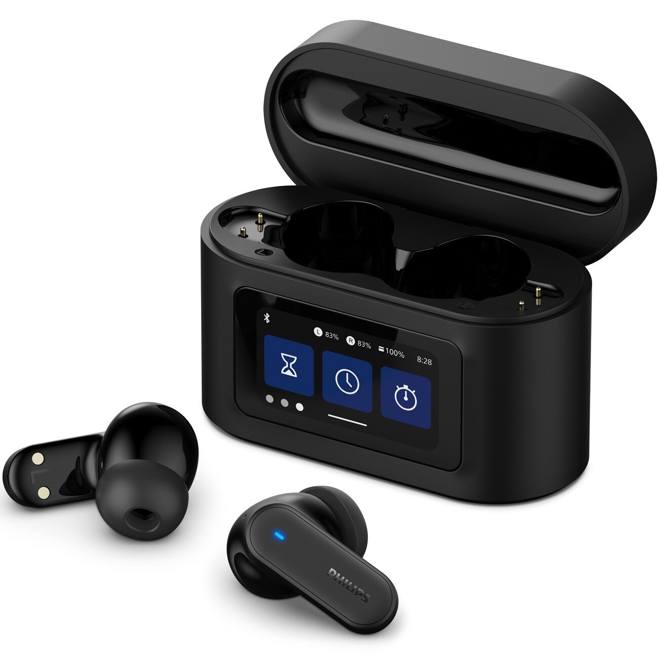 In-Ear Headphones PHILIPS TAT6000BK/00, True Wireless, Bluetooth, 4 Microphones, Hybrid ANC, Autonomy 28 hours, IPX5, Black