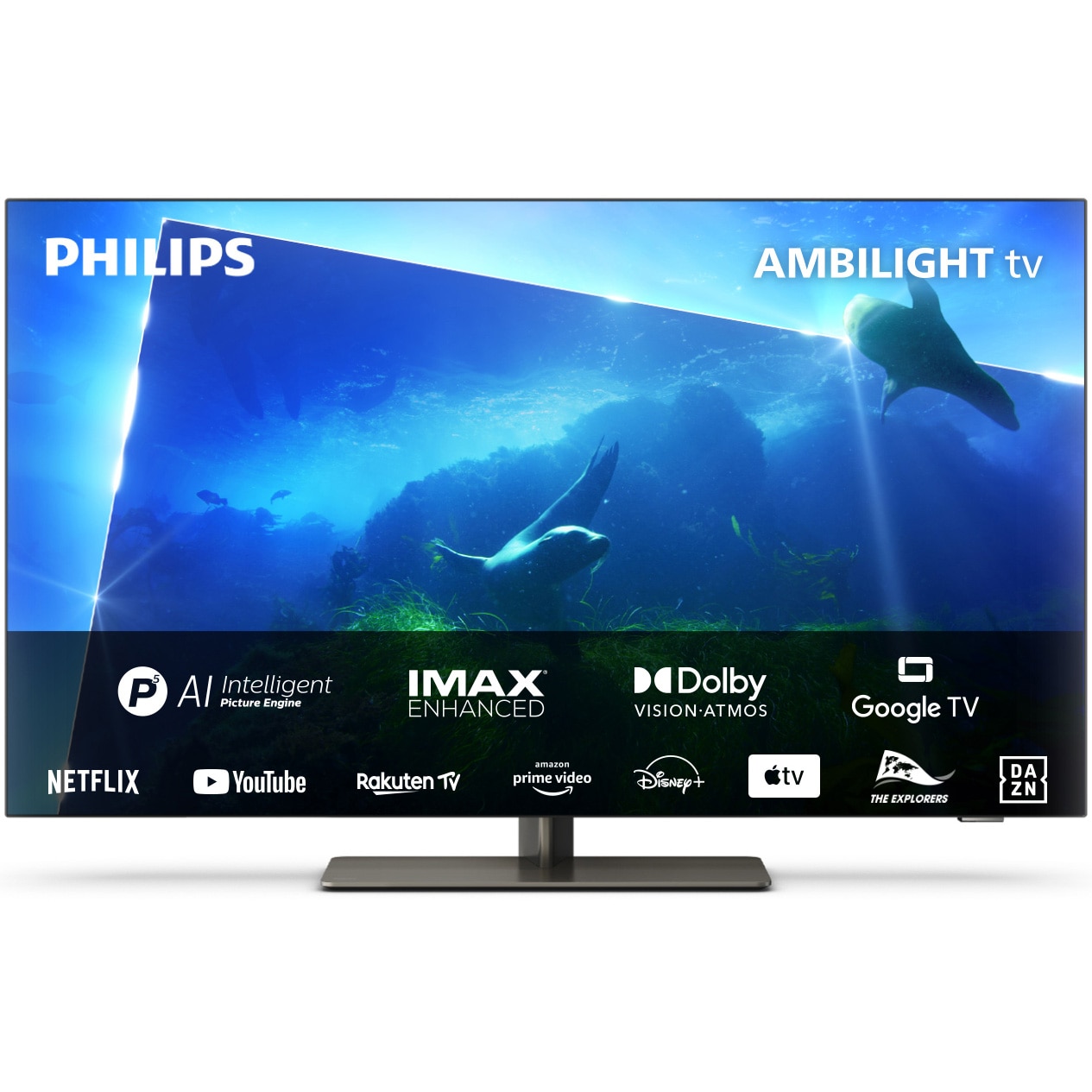 Televizor Philips AMBILIGHT tv OLED 42OLED818, 106 cm, Google TV, 4K Ultra HD, 100hz, Clasa G (Model 2023)