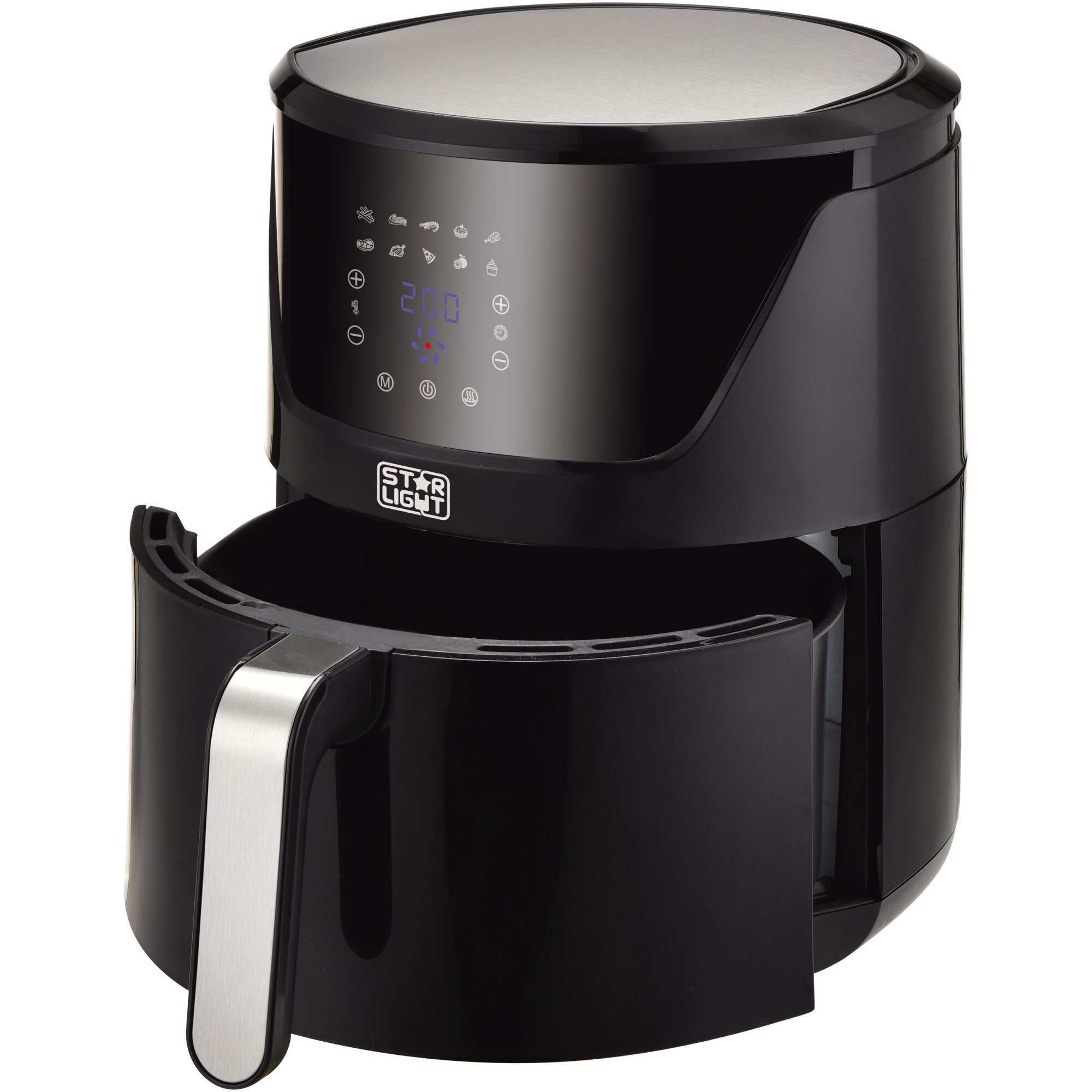 Star-Light DAFV-1400B4B Hot Air Fryer, 1400 W, 4.5 l, 10 Preset Programs, Adjustable Temperature, Removable Bowl, Removable Non-Stick Grill, Black