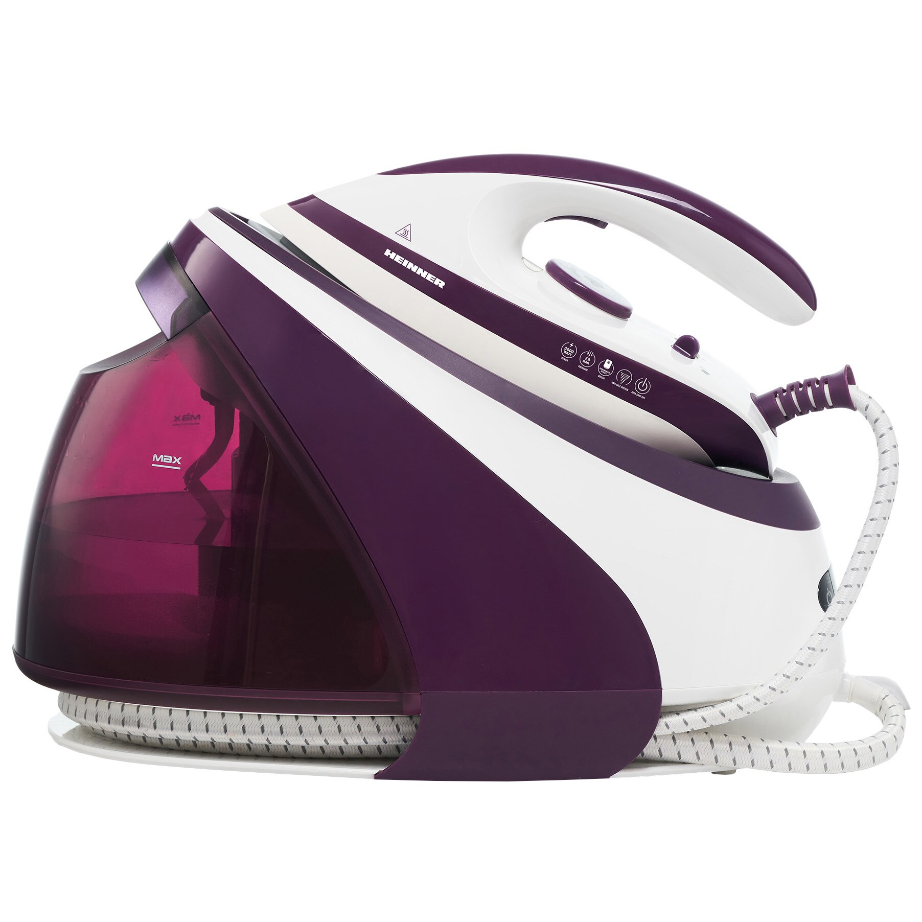 Heinner HISD3007IX Boiler Ironing Station, 3000 W, 7 bar, 18 L, Adjustable Steam, Purple