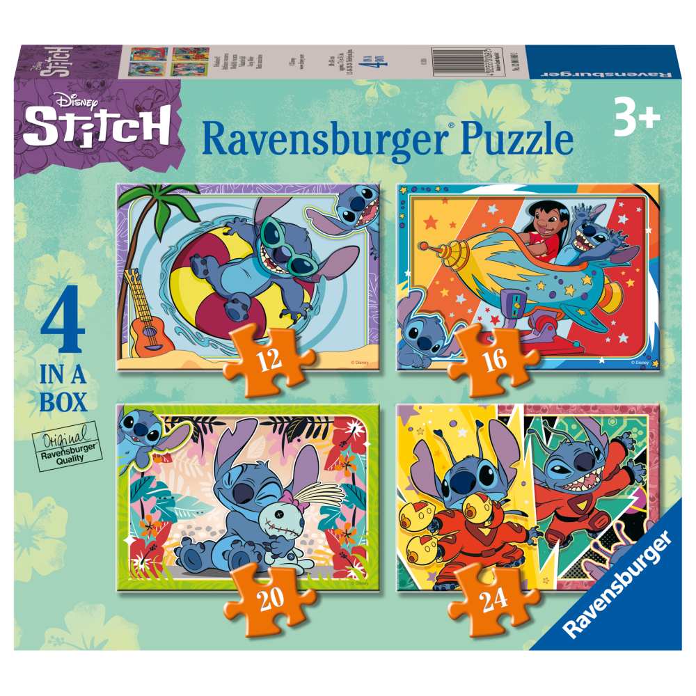 Ravensburger Puzzle - Disney Stitch, 4 in 1, 12/16/20/24 pieces