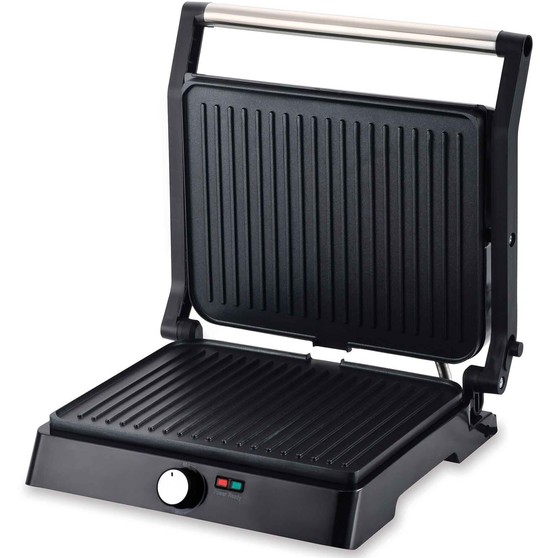 Heinner electric grill HEPGF2000BKSS, non-stick plates, 180° opening, adjustable temperature, Black Stainless