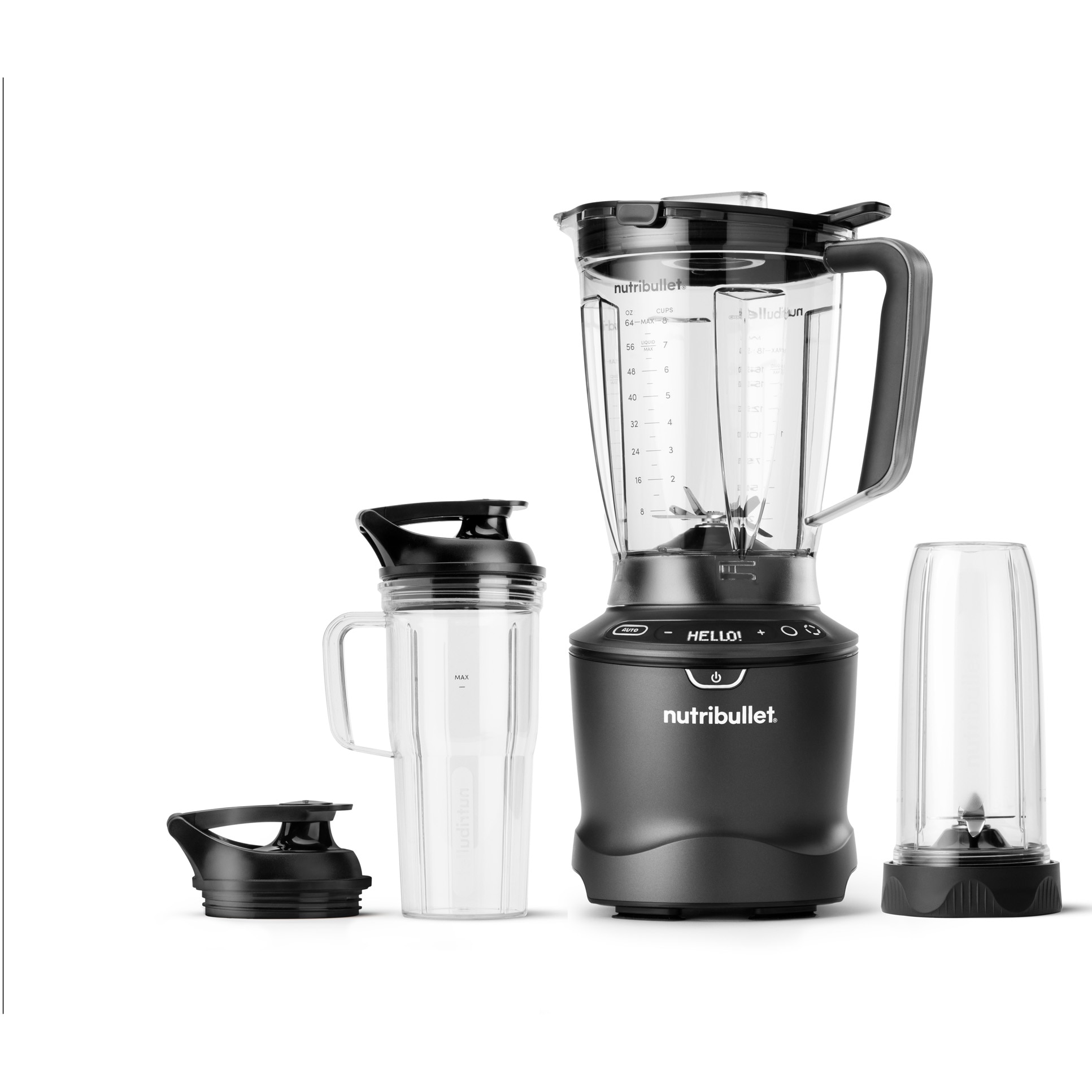 Blender Nutribullet Smart Sense 1500 Combo, NBF550DG, 1500 W, 5 speeds, intelligent speed adaptation and Pulse function, 1800 ml jar, 700 ml travel mug with handle, 900 ml cup, dark gray