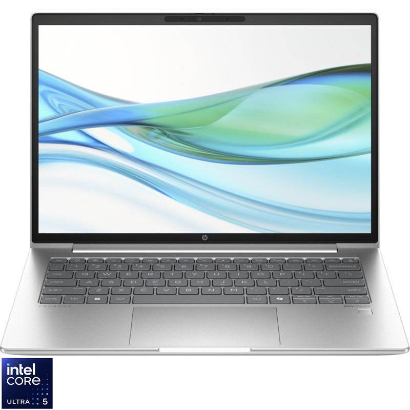 Laptop HP ProBook 440 G10 cu procesor Intel® Core™ Ultra 5 125U pana la 4.3GHz, 14", WUXGA, IPS, 16GB DDR5 512GB SSD, Intel® Graphics, FreeDOS, Pike silver