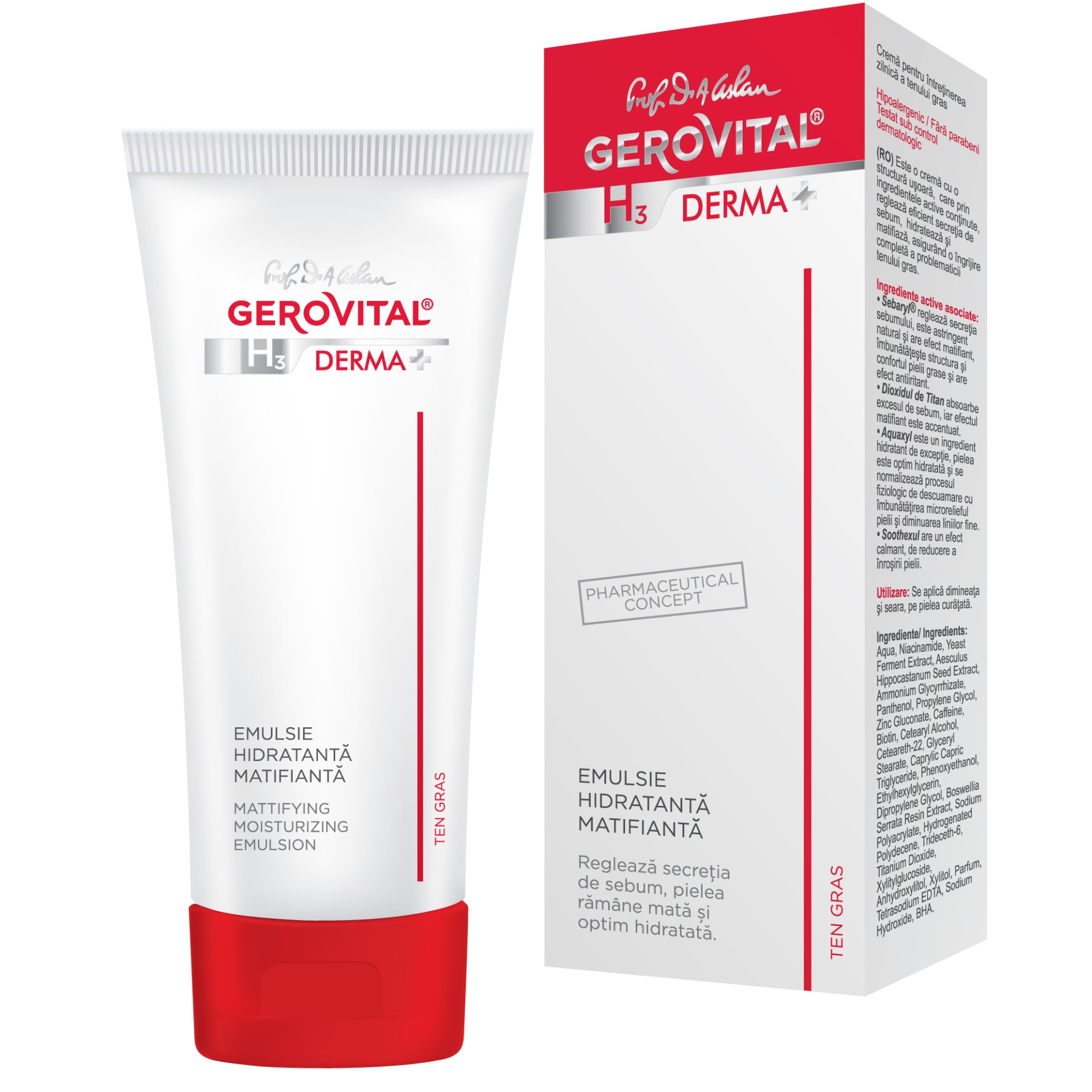 Gerovital H3 Derma+ mattifying moisturizing emulsion, 50 ml