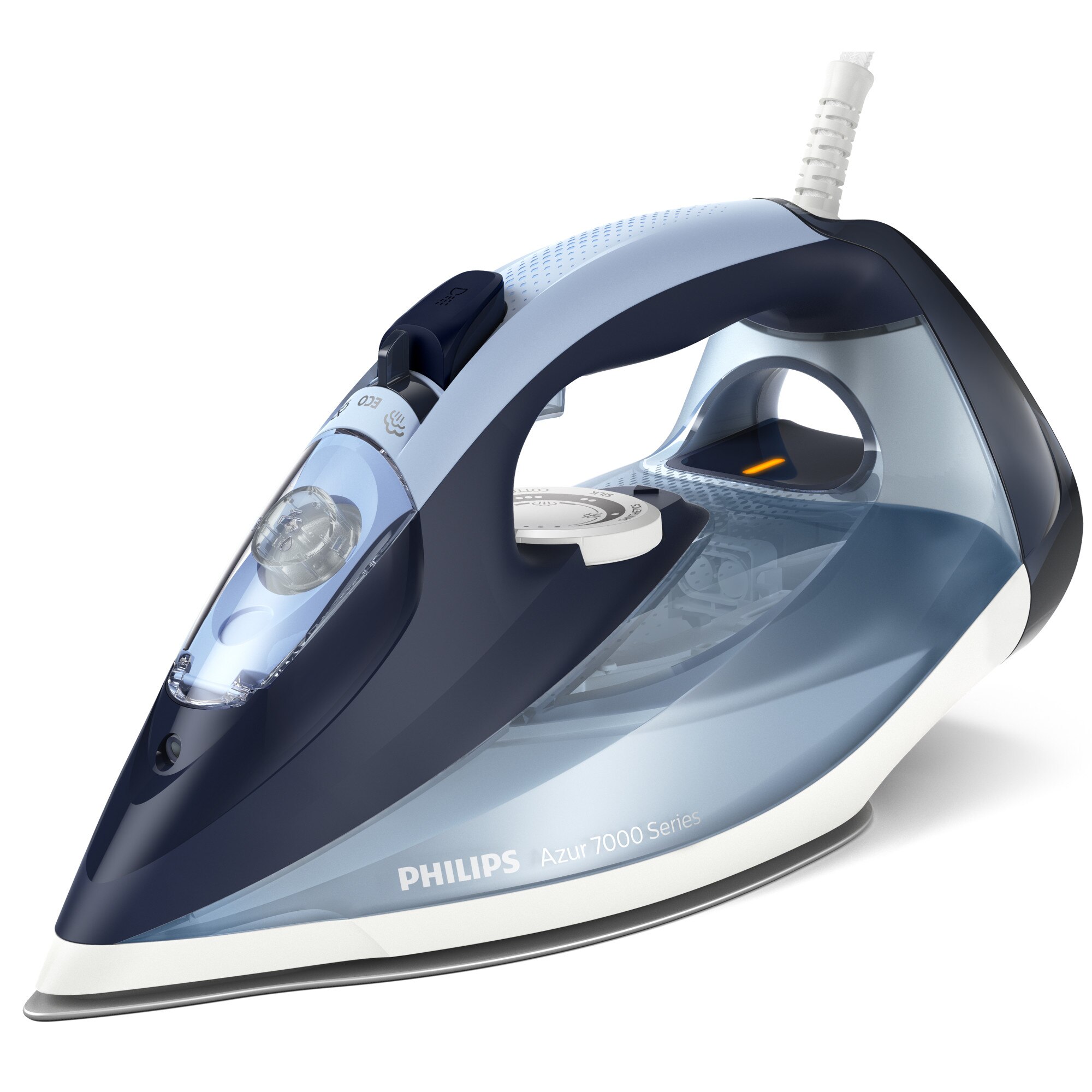 Iron Philips Azur DST702020, 2800W, 50g/min steam, 250g jet, SteamGlide Plus soleplate, 300ml tank, anti-limescale, blue