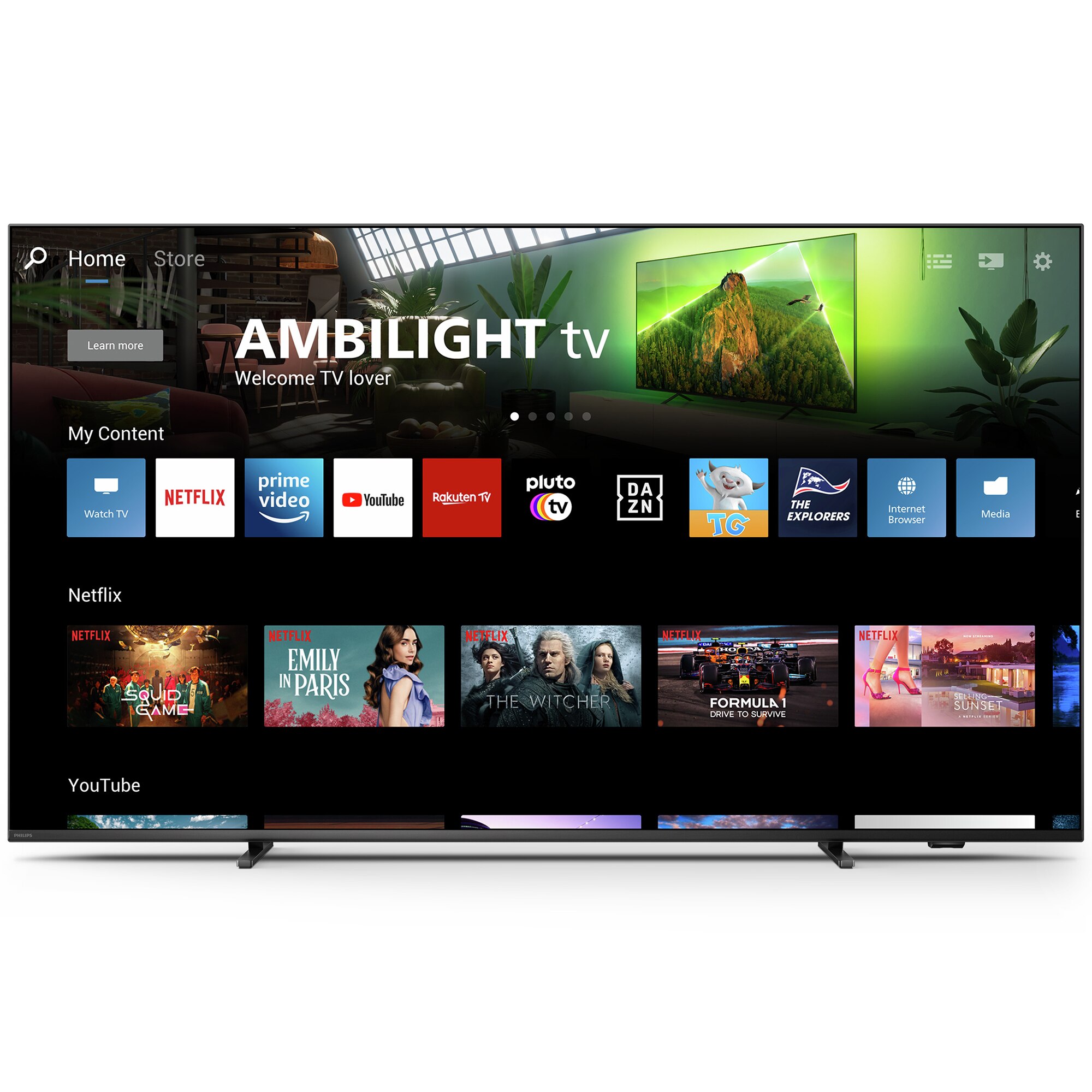 Televizor Philips AMBILIGHT tv MiniLED 55PUS9008, 139 cm, Google TV, 4K Ultra HD, 100hz, Clasa F (Model 2023)