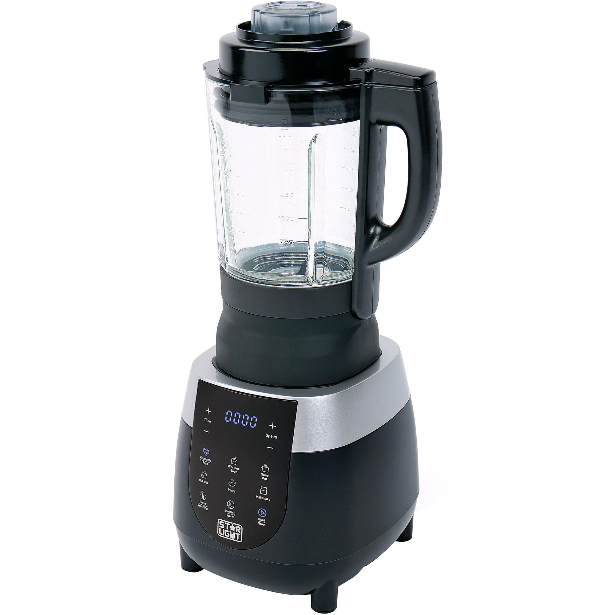 Blender Star-Light Pro DBBH-2615W, 1500W, 26000 rpm, Heating function 800W, Electronic adjustment for time and speed, 1.75l glass jar, LED display, 6 predefined functions, Black/Silver