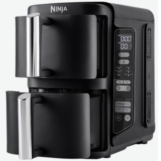 Ninja Double Stack SL300EU hot air fryer, 2470W, 7.6L, temperature range 40 - 240 °C, 6 cooking functions, two overlapping cooking zones, black