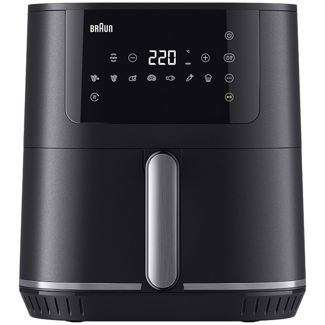 Hot air fryer, oil-free, Braun MultiFry 5 HF5030, 1700W, 6L, RealAir technology, 8 automatic programs, adjustable temperature, timer, digital display, automatic shut-off, black