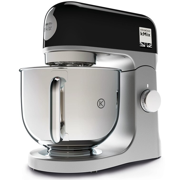 Robot de bucatarie KENWOOD kMiX KMX750BK, 1000 W, vas inox 5 l, 6 trepte viteza, 3 accesorii patiserie, Negru/Argintiu