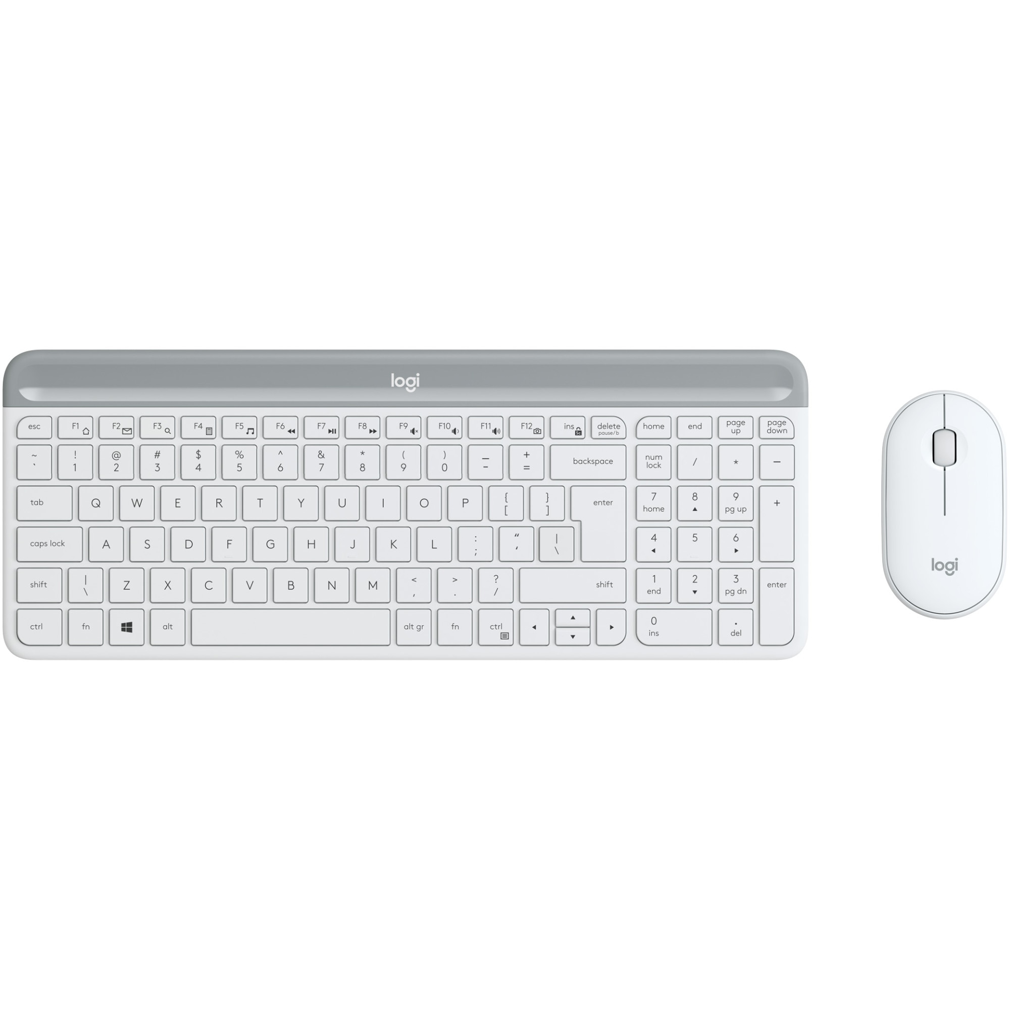 Logitech MK470 wireless keyboard + mouse kit, Slim, US INTL layout, White