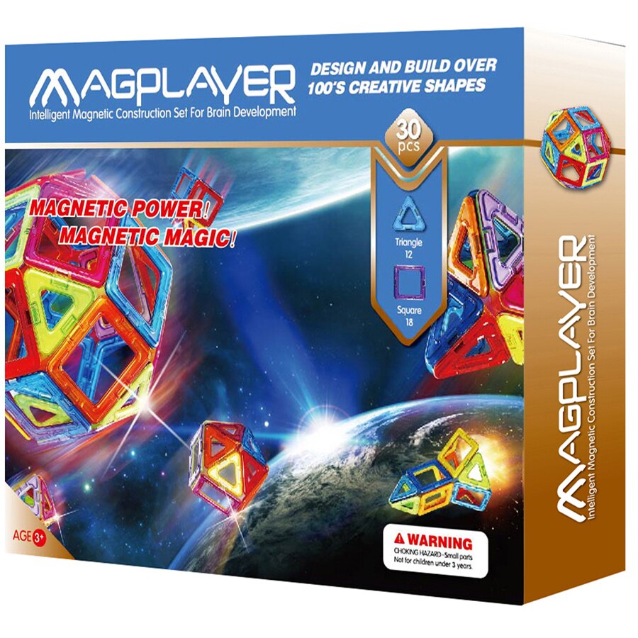 Set de constructie magnetic Magplayer - Design and build over, 30 piese
