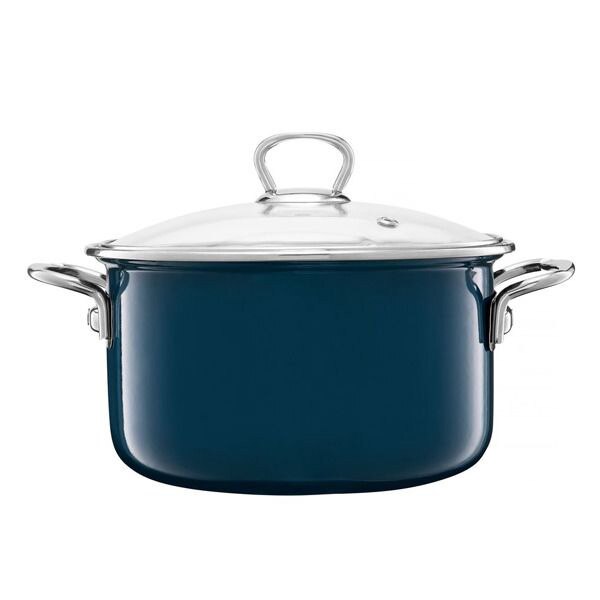 Oala cu capac, Emalia Olkusz Optimum, email, 20 cm/2.6 L, turcoaz